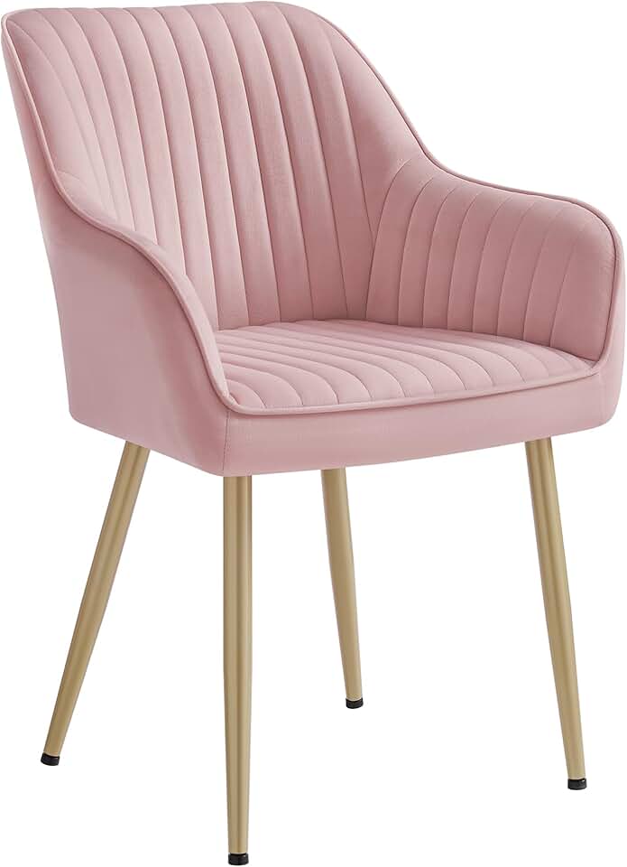 SONGMICS - fauteuil velours, pieds métal, accoudoirs, rose, 120kg - LDC087R01