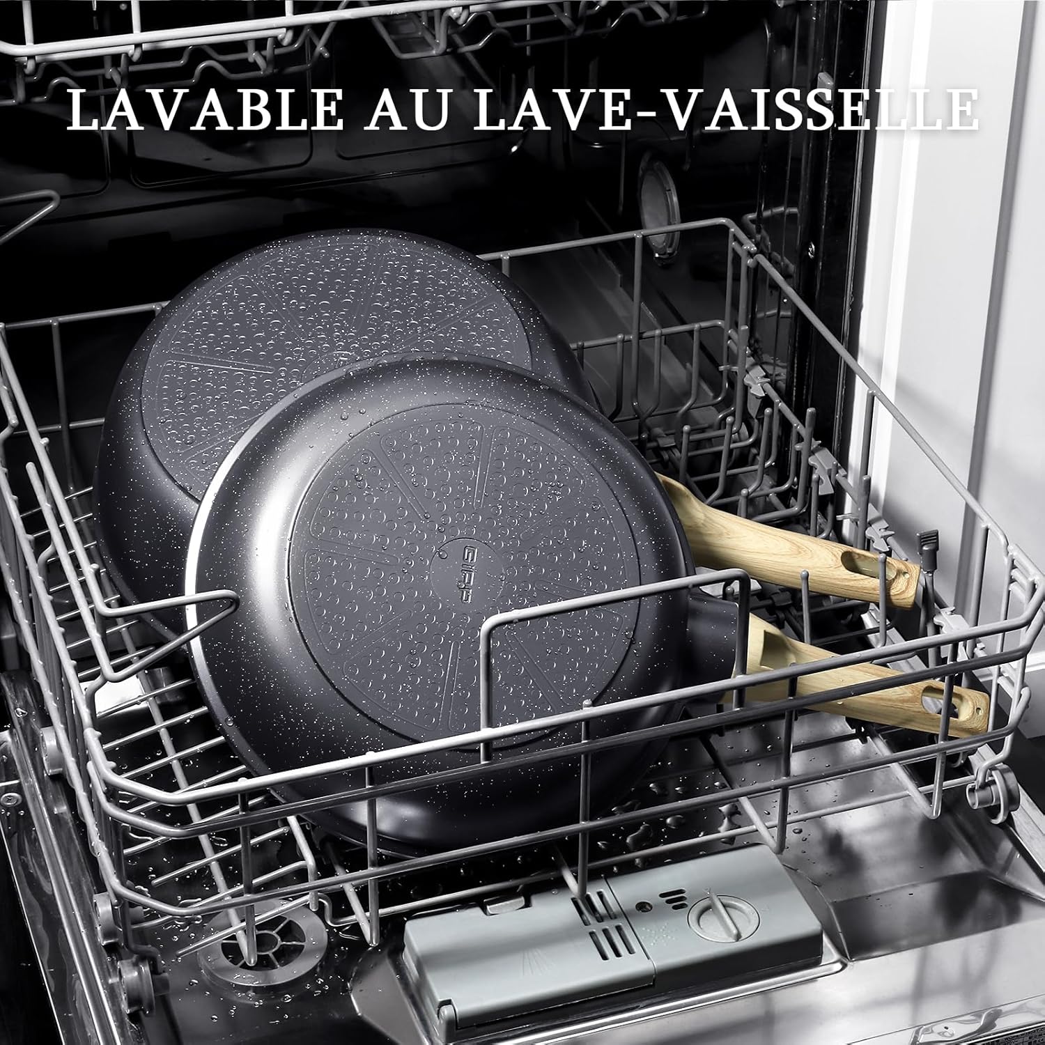 GiPP - Poêle à frire Granite série - 24cm - antiadhésive, induction, couvercle, sans PFAS/PFOA