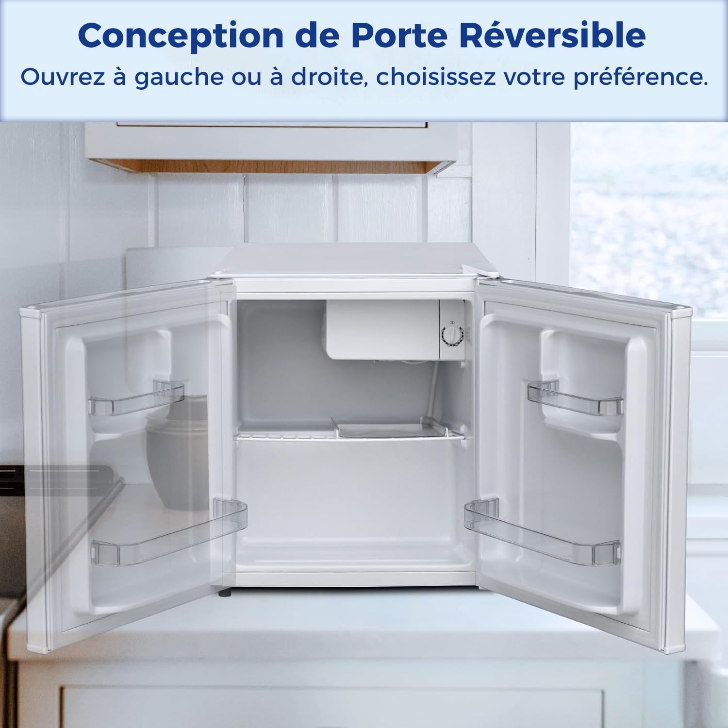 Smad - Mini Frigo 48L - porte réversible, 0-10°C, blanc, compact