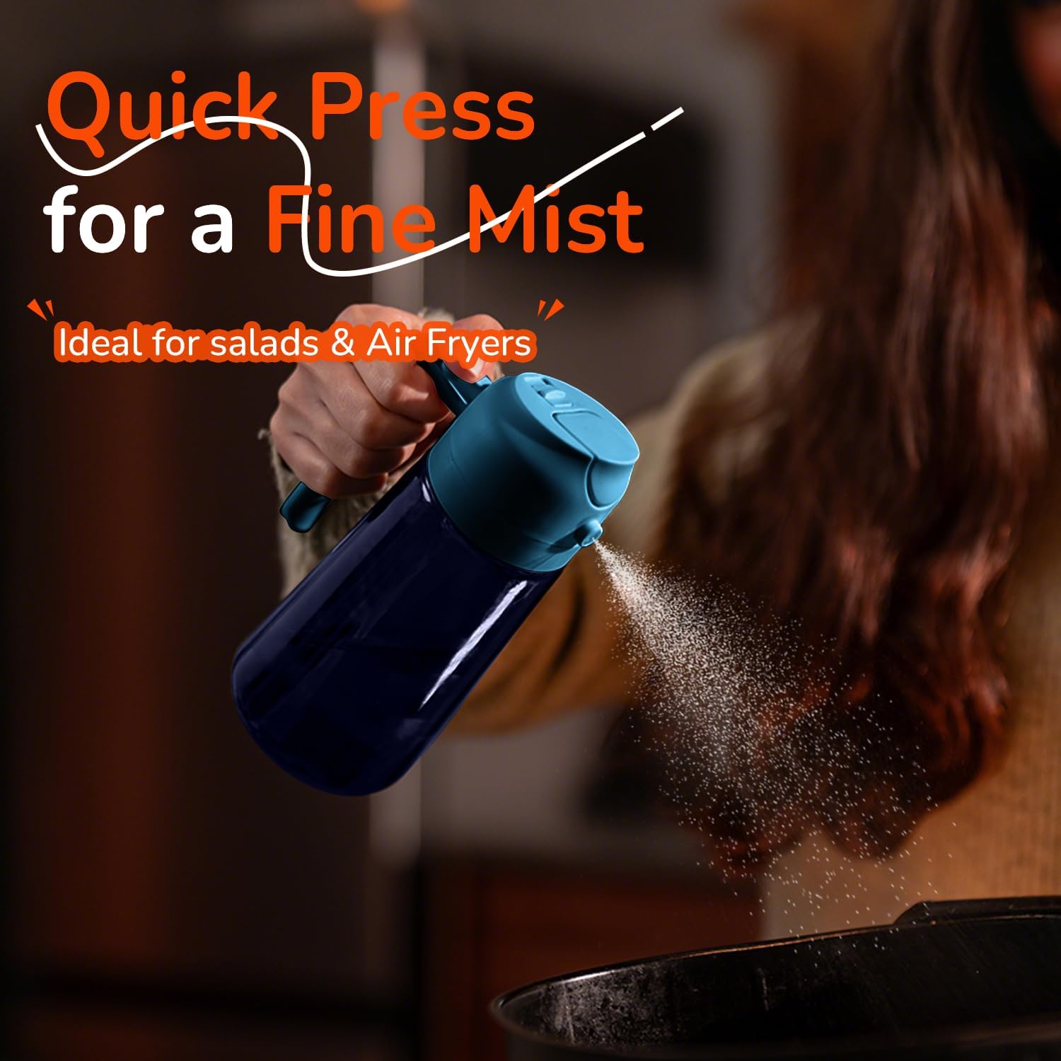 TrendPlain - Spray Huile Cuisine 470ml - vaporisateur 2-en-1, bleu