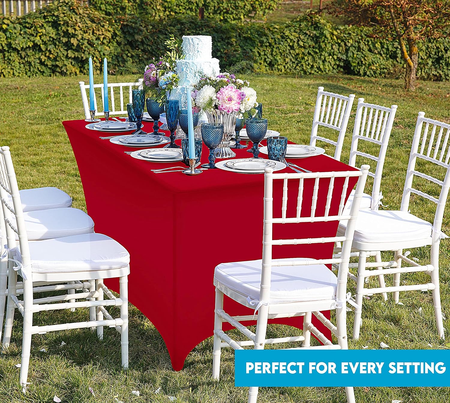 Utopia Kitchen - nappe extensible - 183 cm - lavable, infroissable, lot de 2, rouge