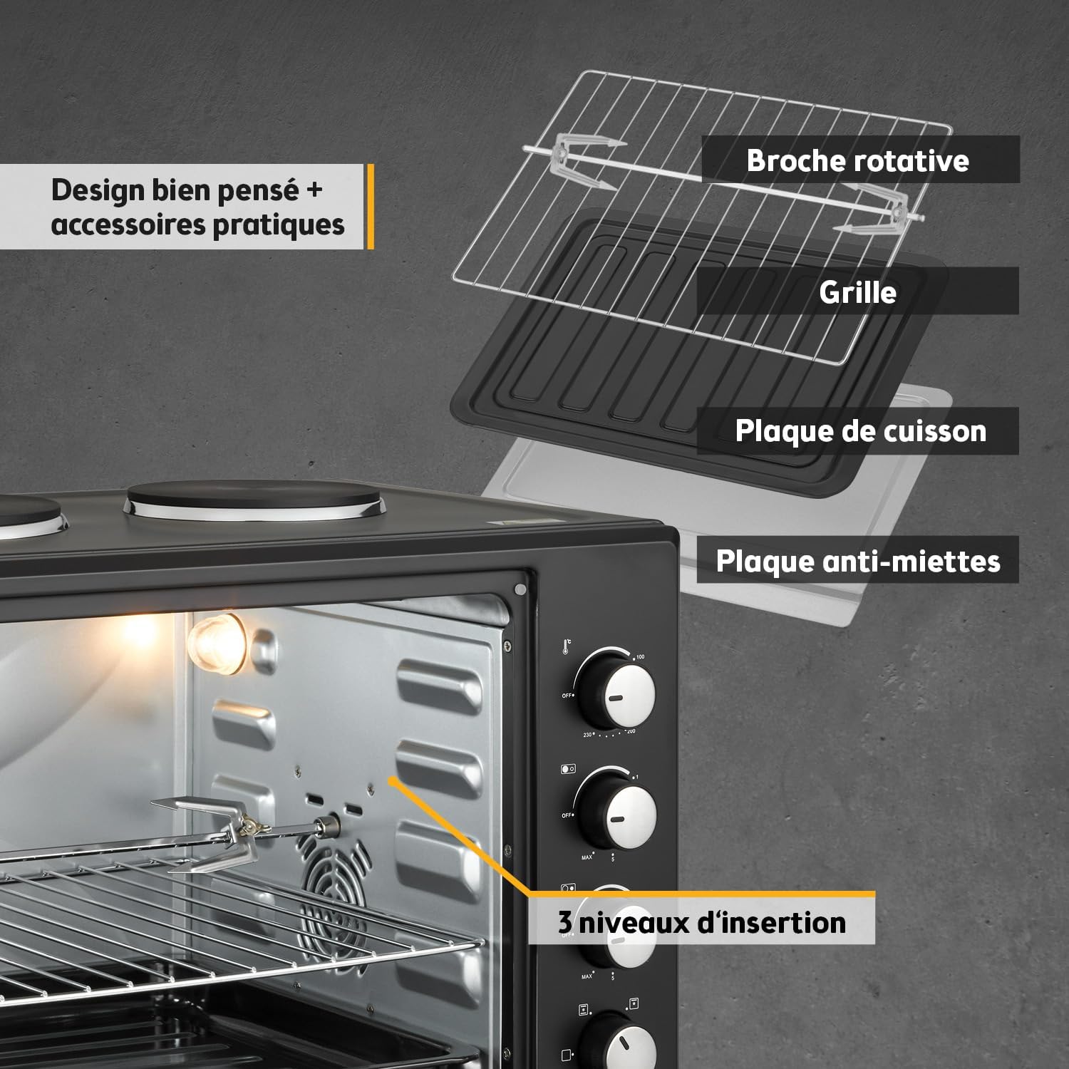 TZS First Austria - Mini-four 30L - 3200W, 230°C, 6 modes - TZSFA-3200