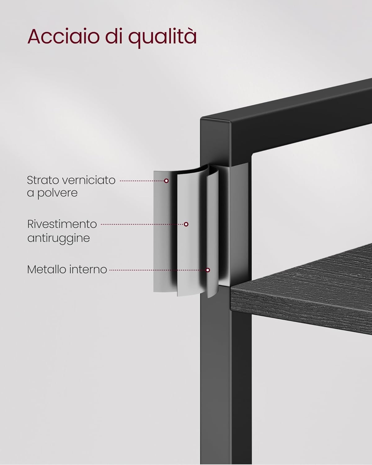 VASAGLE - étagère 6 niveaux - 30x40x187,5 cm - rangement industriel LLS101B56