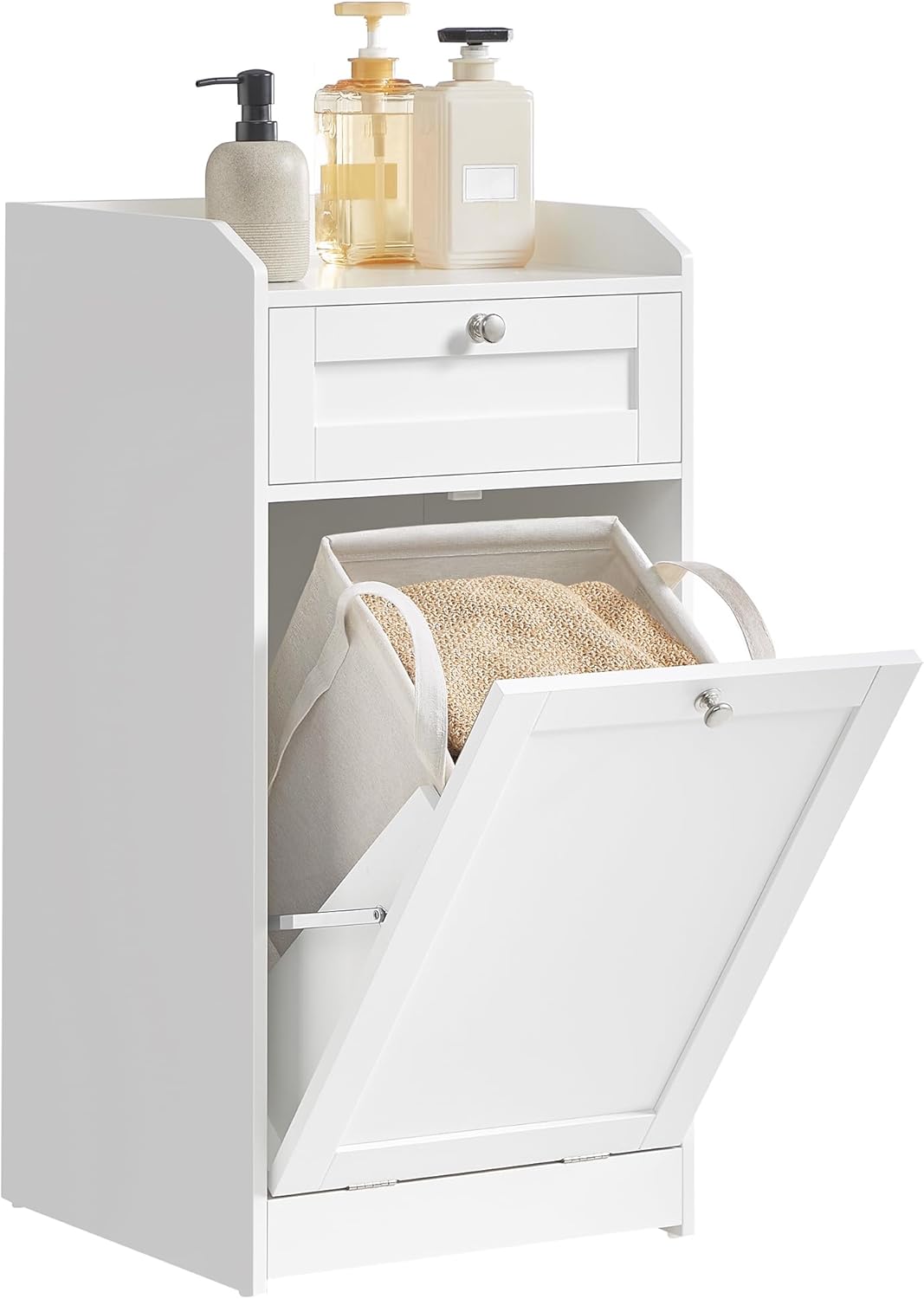 VASAGLE - meuble salle de bain avec panier linge, tiroir, 40x40x80,2 cm, blanc, BBC741W01