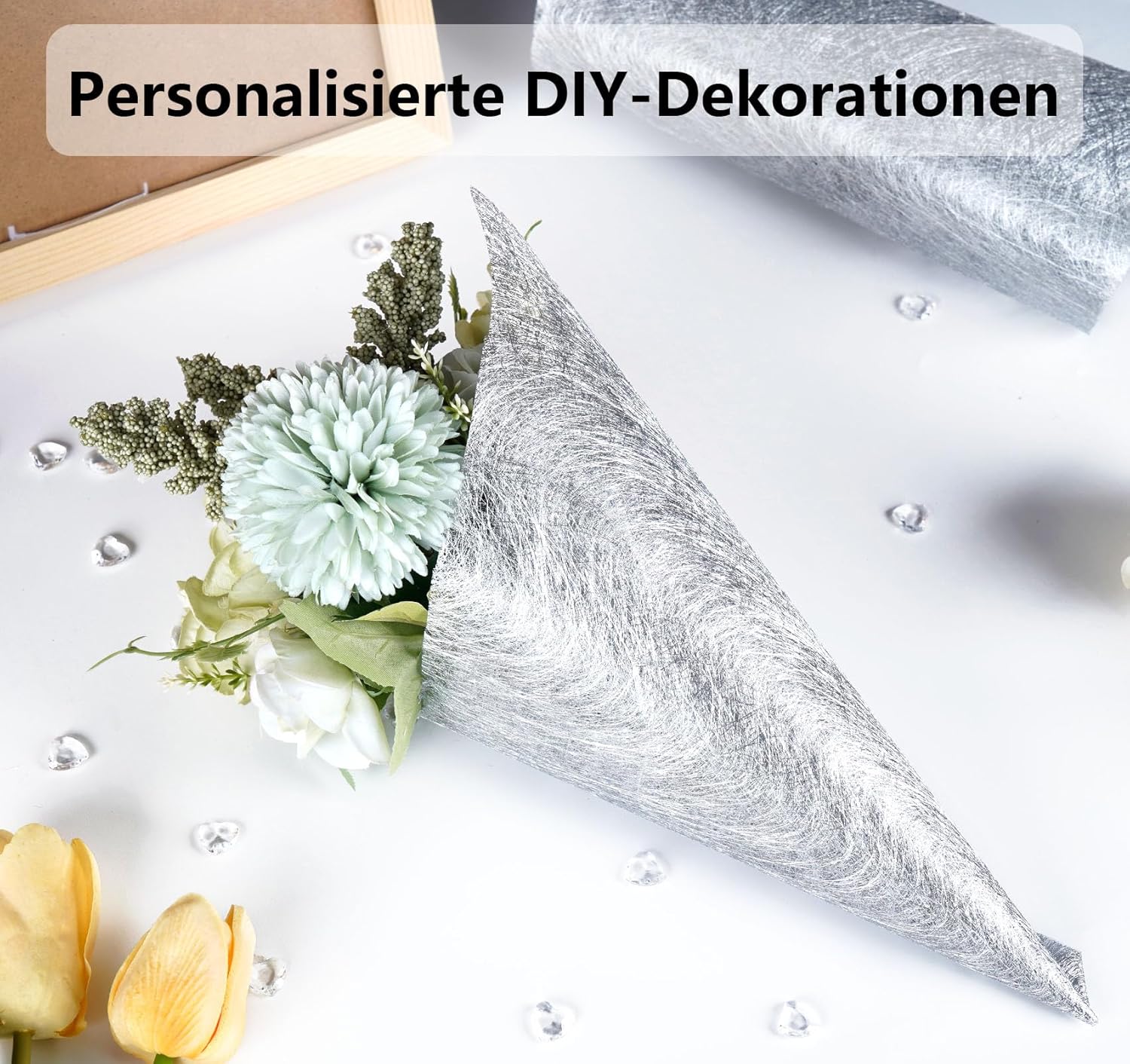 Chemin de table - non-tissé réutilisable 23x300cm - 150 cœurs argenté