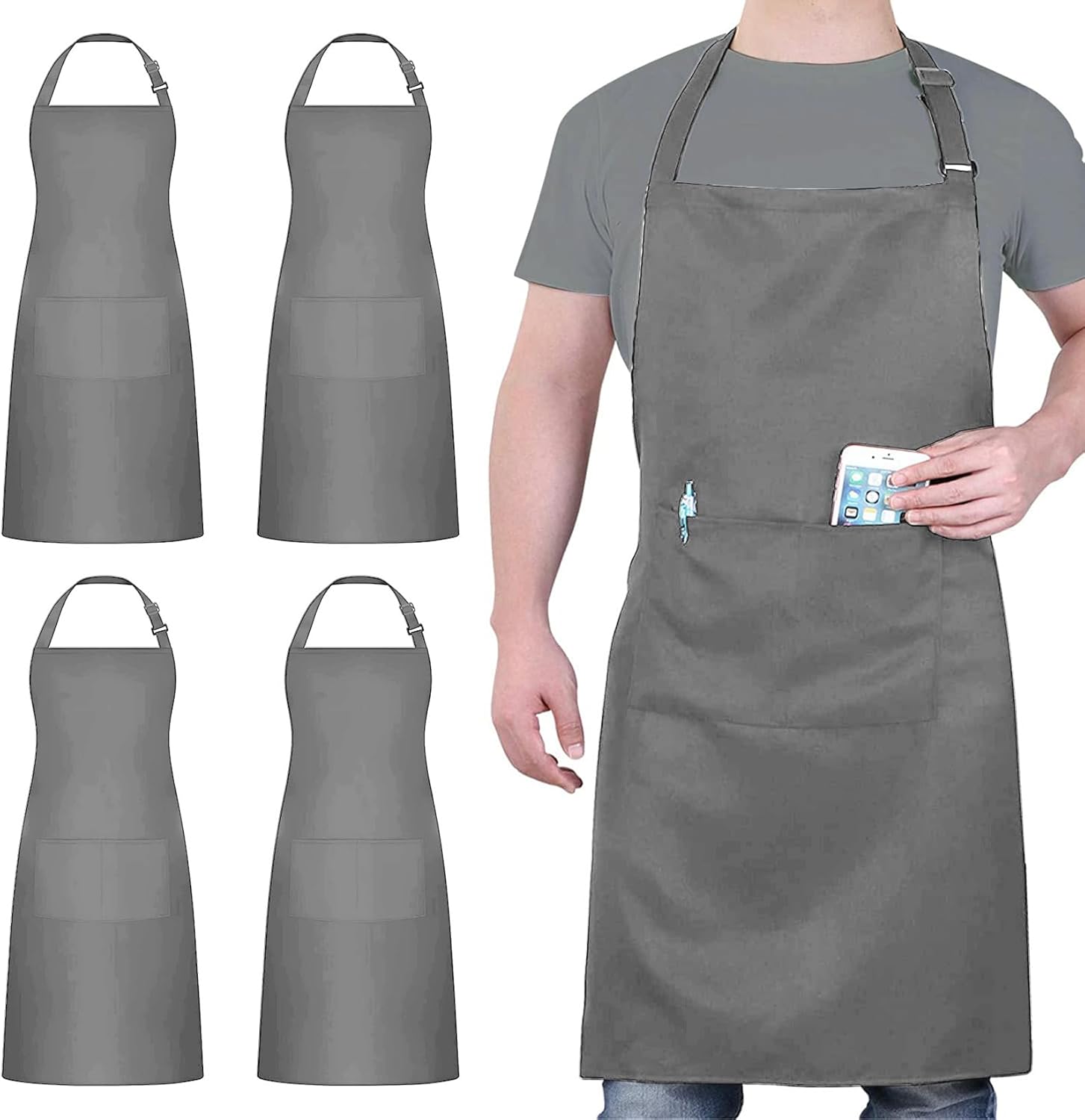 atopo - Chef Tabliers 4 pack - gris - 2 poches, étanche, réglable