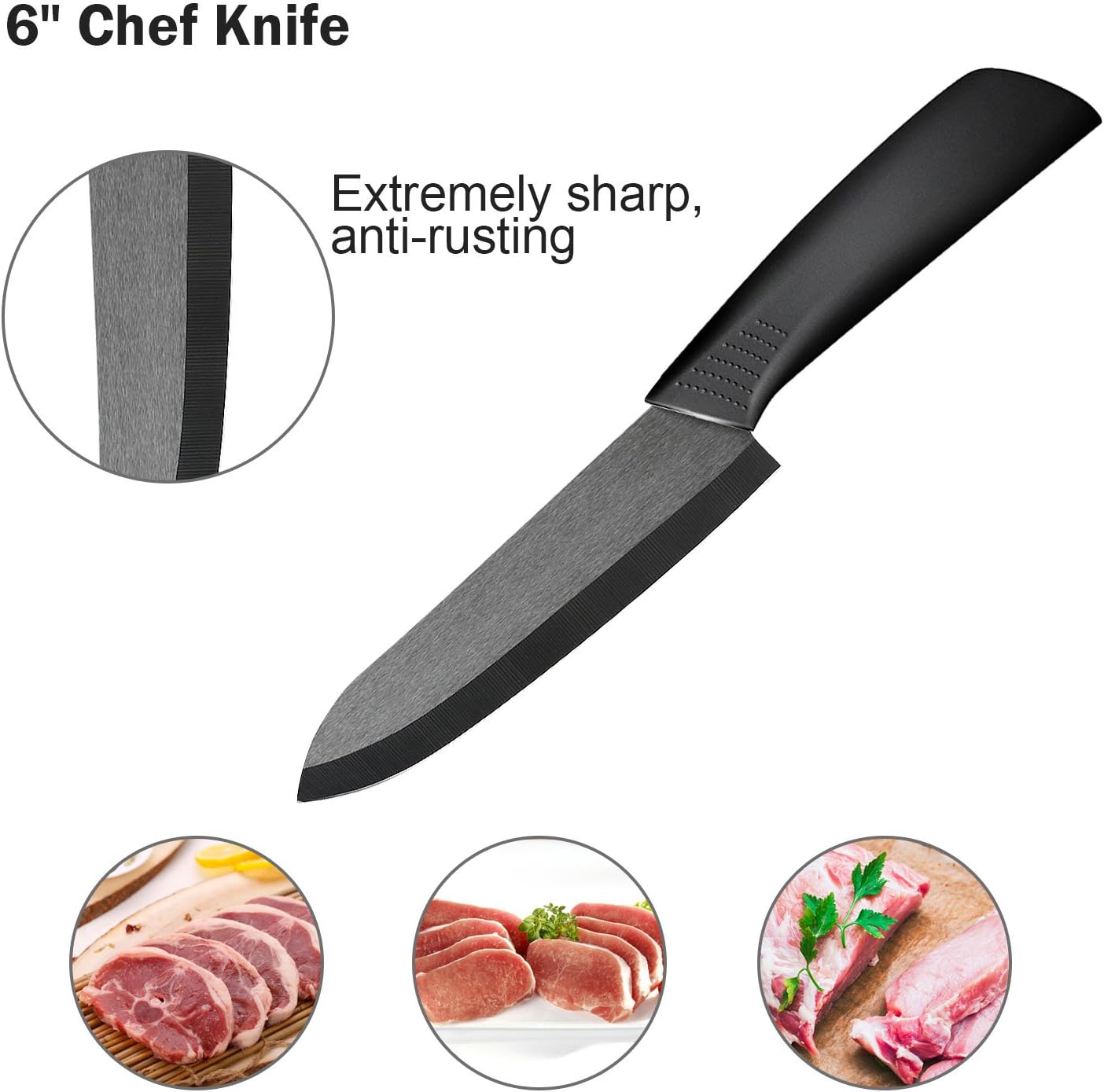 Ballery - Set de couteaux céramique 5 pièces avec éplucheur, lame 3