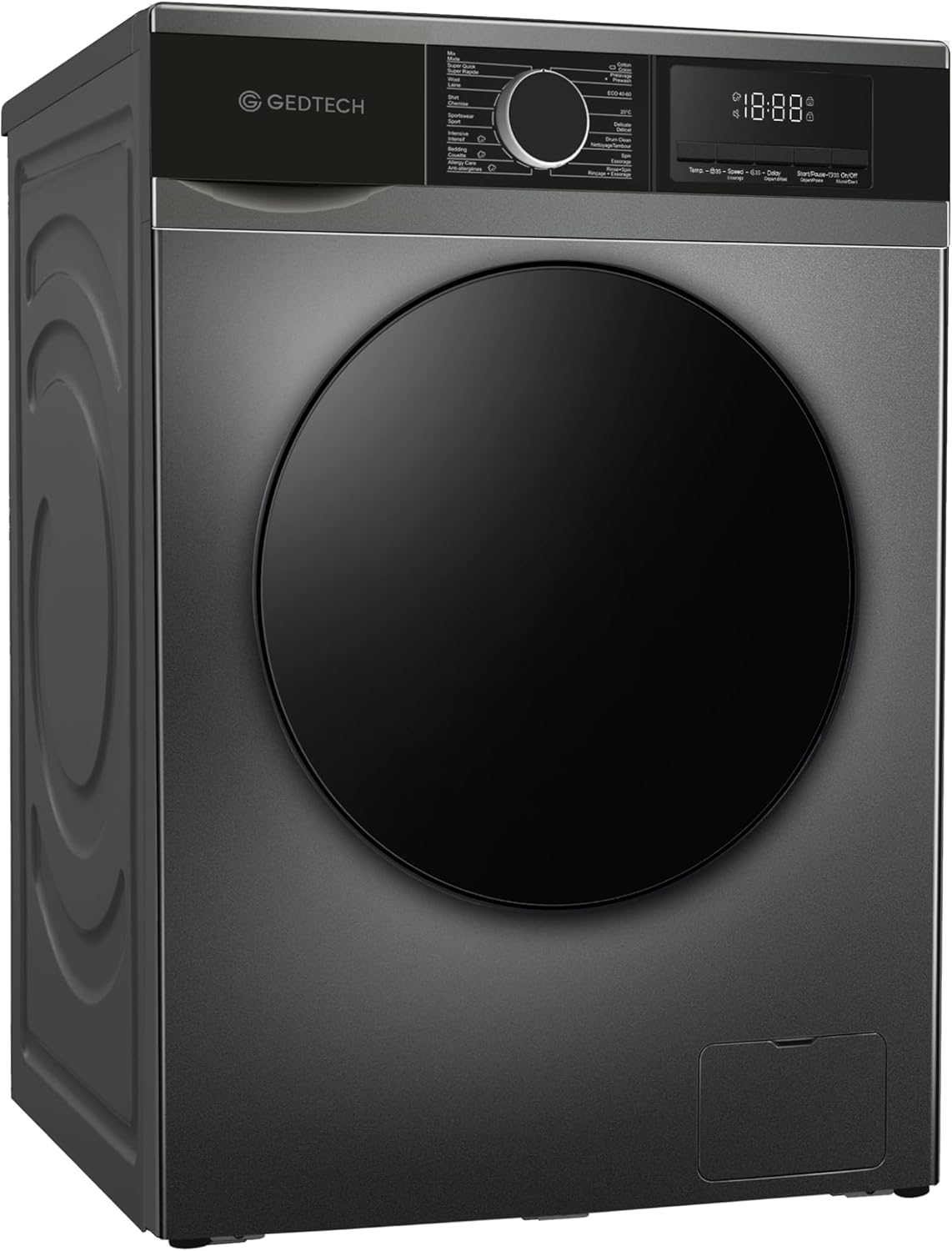 GEDTECH - Lave-linge frontal classe A, 12kg, 1400tr/min, 16 programmes, GLL121400DG
