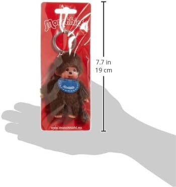 Sekiguchi - Monchhichi Original - 10 cm - Peluche marron, porte-clés, bavoir
