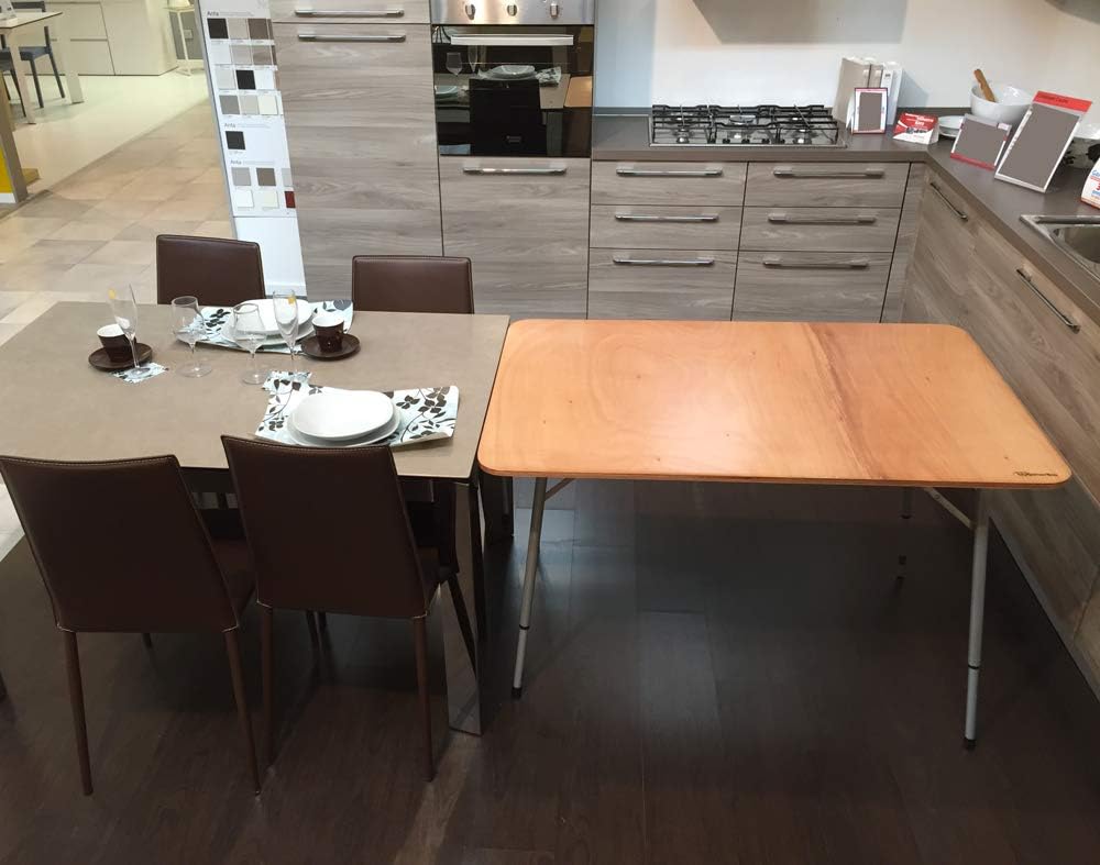 Castelmerlino - Table extensible marine 120x80 cm, pieds réglables 65-85 cm