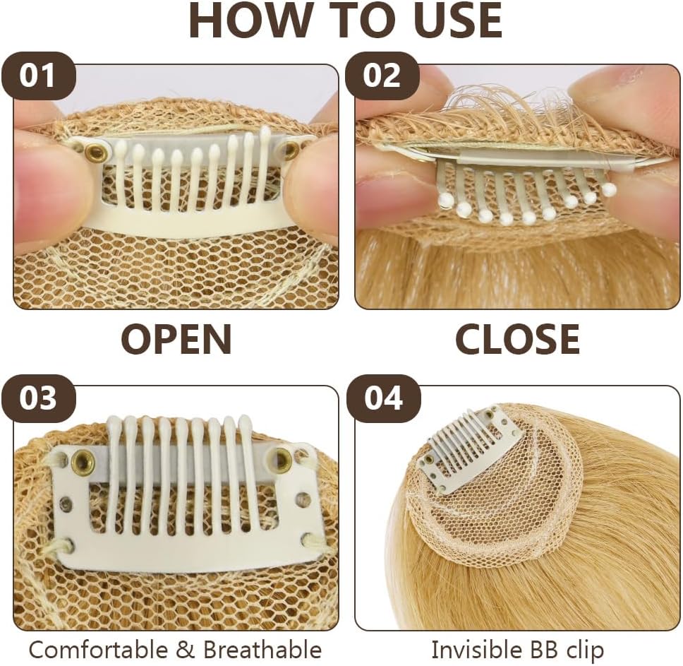 LOPHE - frange à clip tressée cheveux humains - or gris - air bangs femme