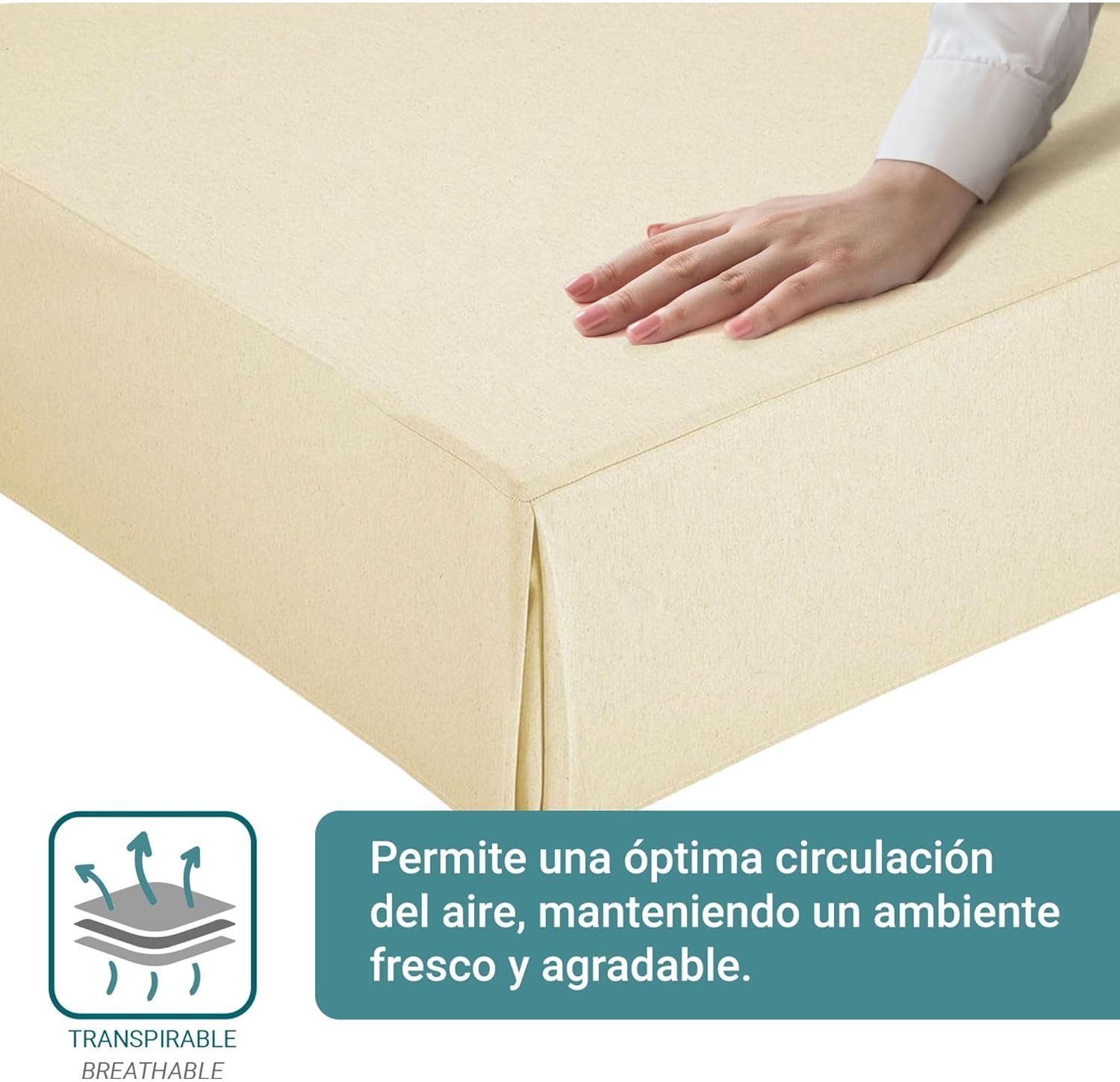 Drap-Housse canapé beige - 90x190/200 cm - Antidérapant, respirant, fabrication Espagne