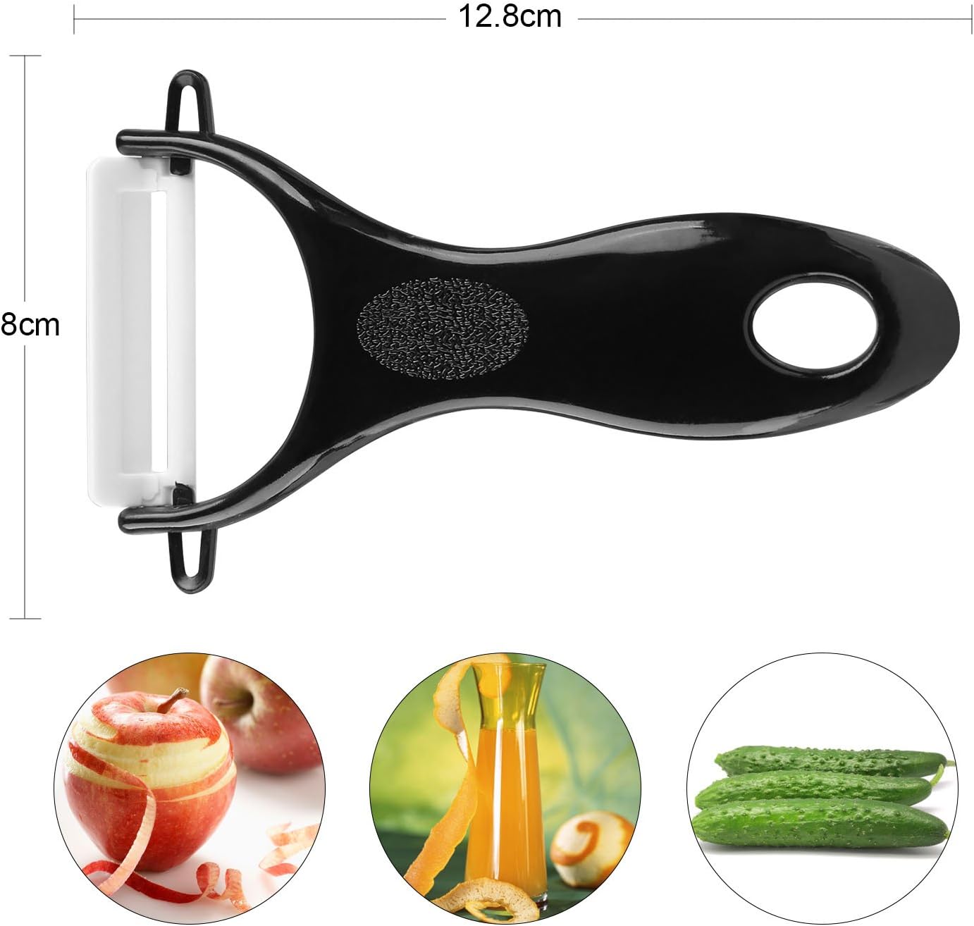 Ballery - set couteaux céramique 5 pièces - lame blanche, éplucheur inclus