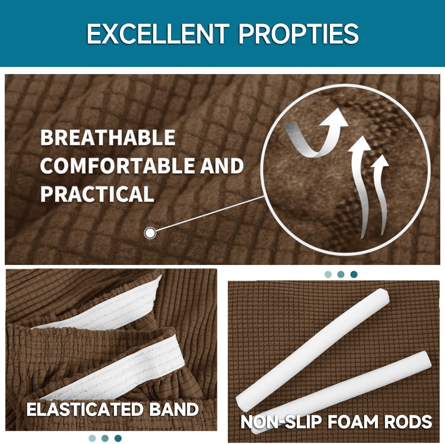 Housse canapé 2 places - extensible, lavable, antidérapante, marron