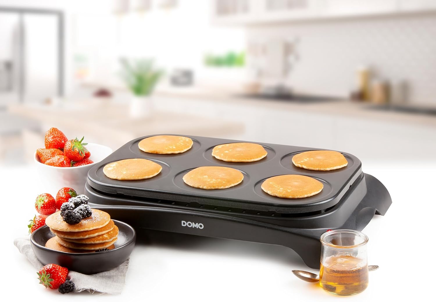 DOMO - Pancake Maker série DO8709P - 6 mini crêpes Ø11,5 cm - louche incluse - DO8709P