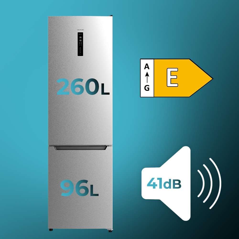 Cecotec - Bolero CoolMarket Combi 356 - 356L inox - No Frost, MultiAirFlow, congélation rapide, classe E