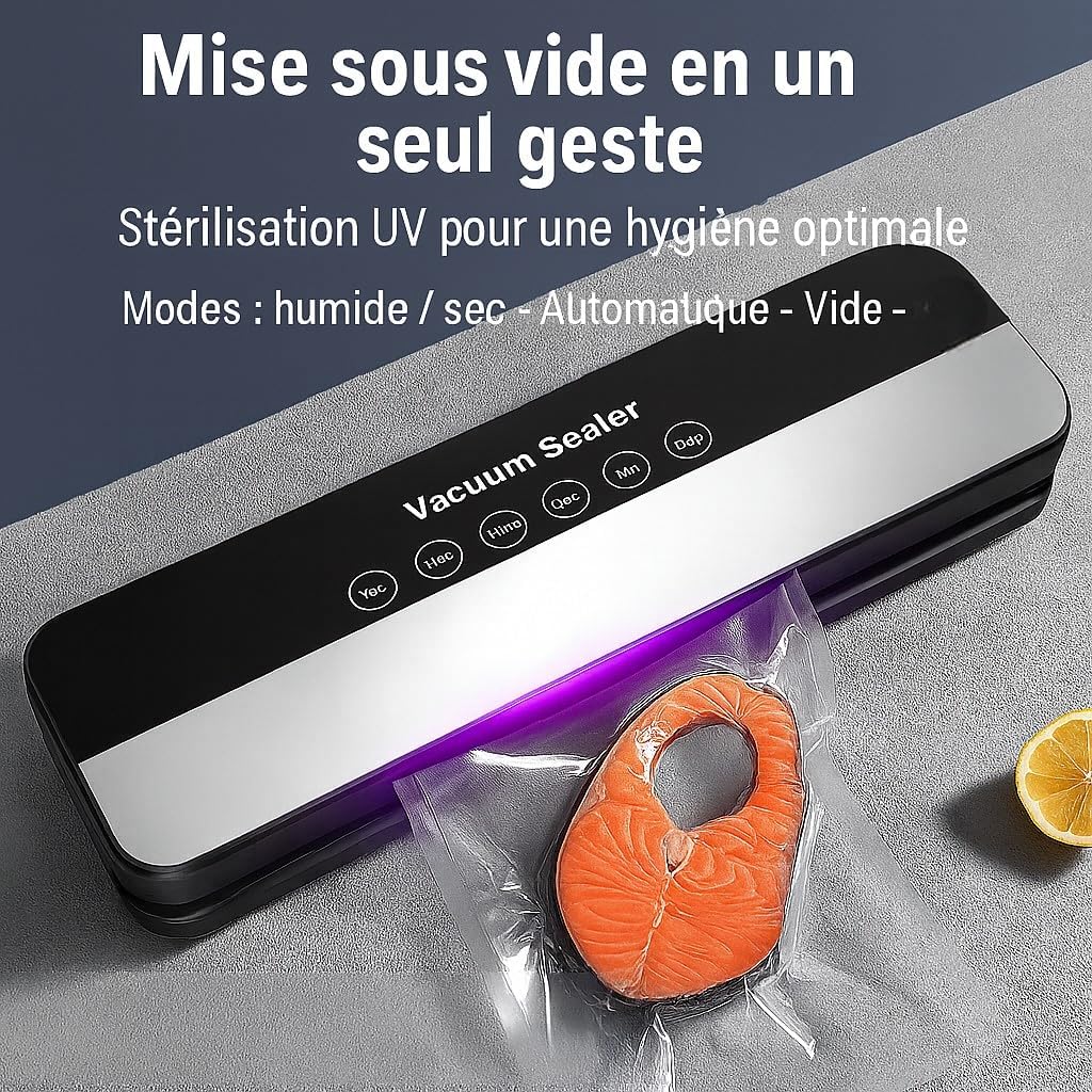 Machine sous vide alimentaire - compact - 4 modes, 85kPa, 10 sacs inclus