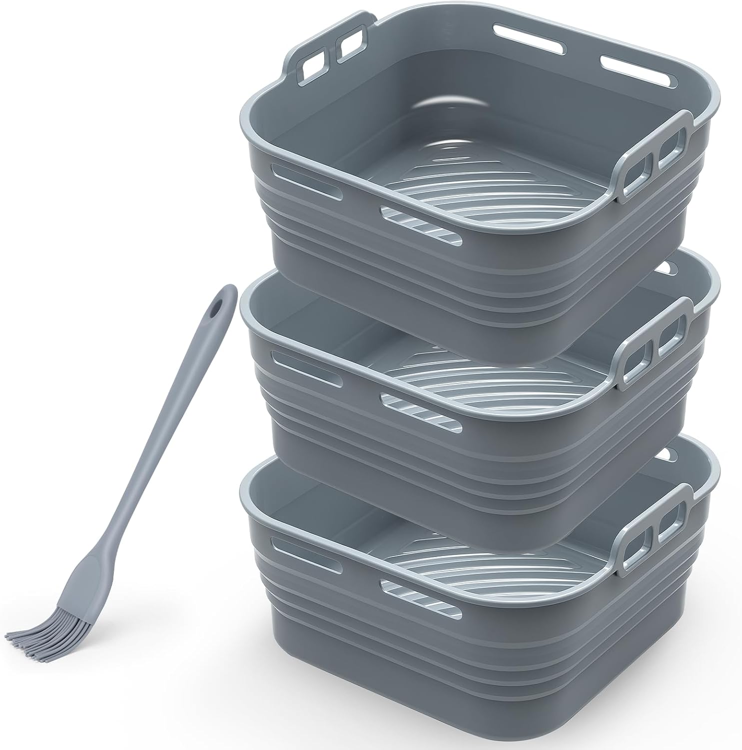Alyvisun - moule silicone airfryer set 3pcs - carré, inclus pinceau
