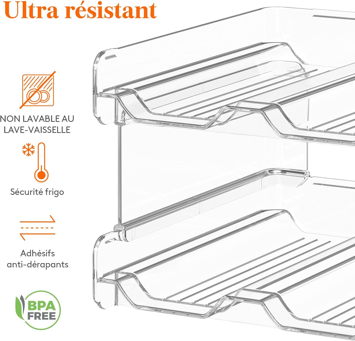 Lifewit - casier à vin empilable, 29x20x10 cm, transparent, 4 bouteilles