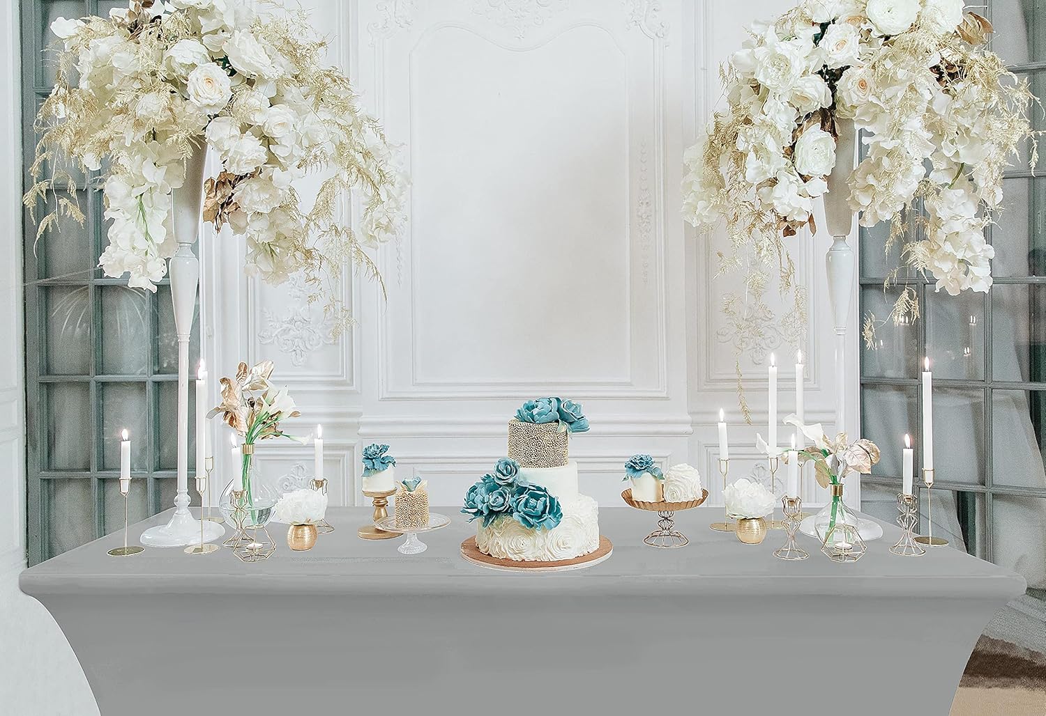 Utopia Kitchen - nappe extensible série 6ft - 183cm - polyester spandex lavable, infroissable, lot de 2, gris