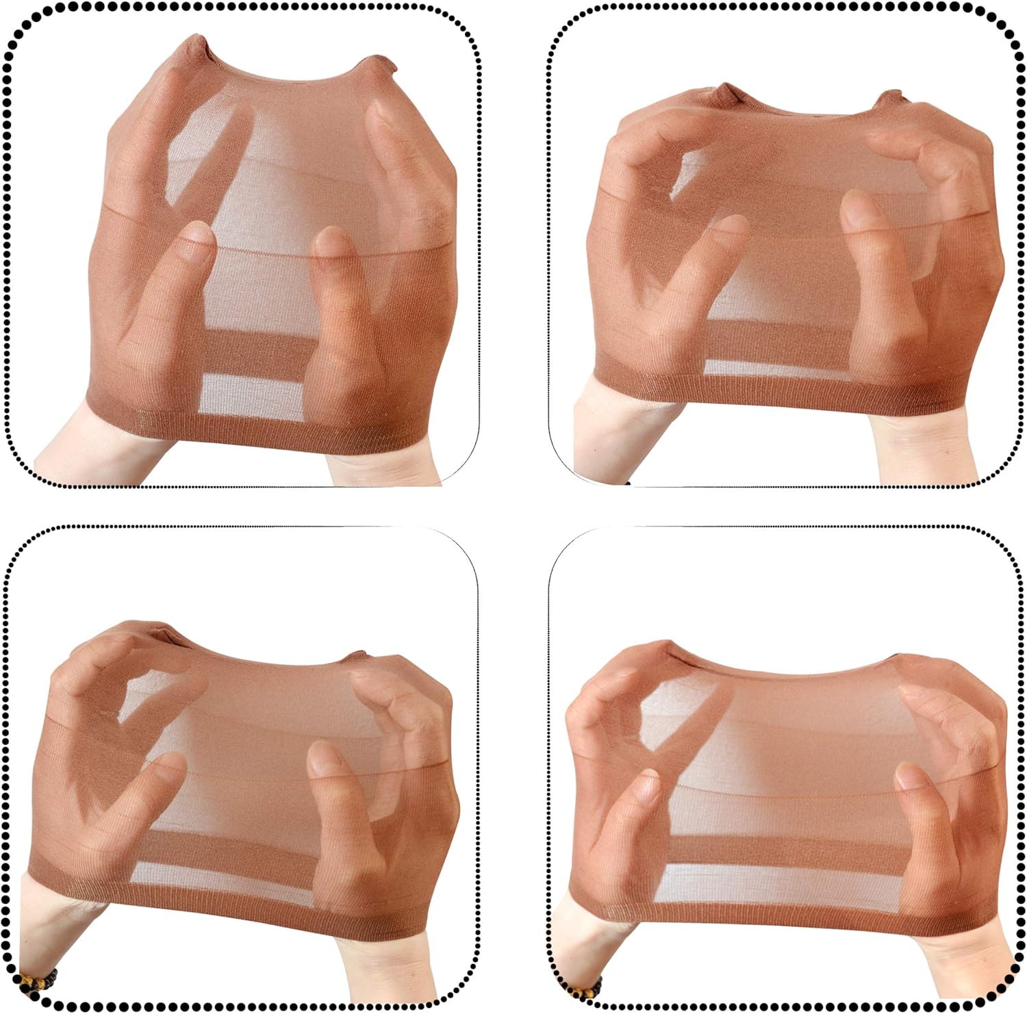 Bonnets de perruque - nylon respirant - lot de 6 - marron foncé