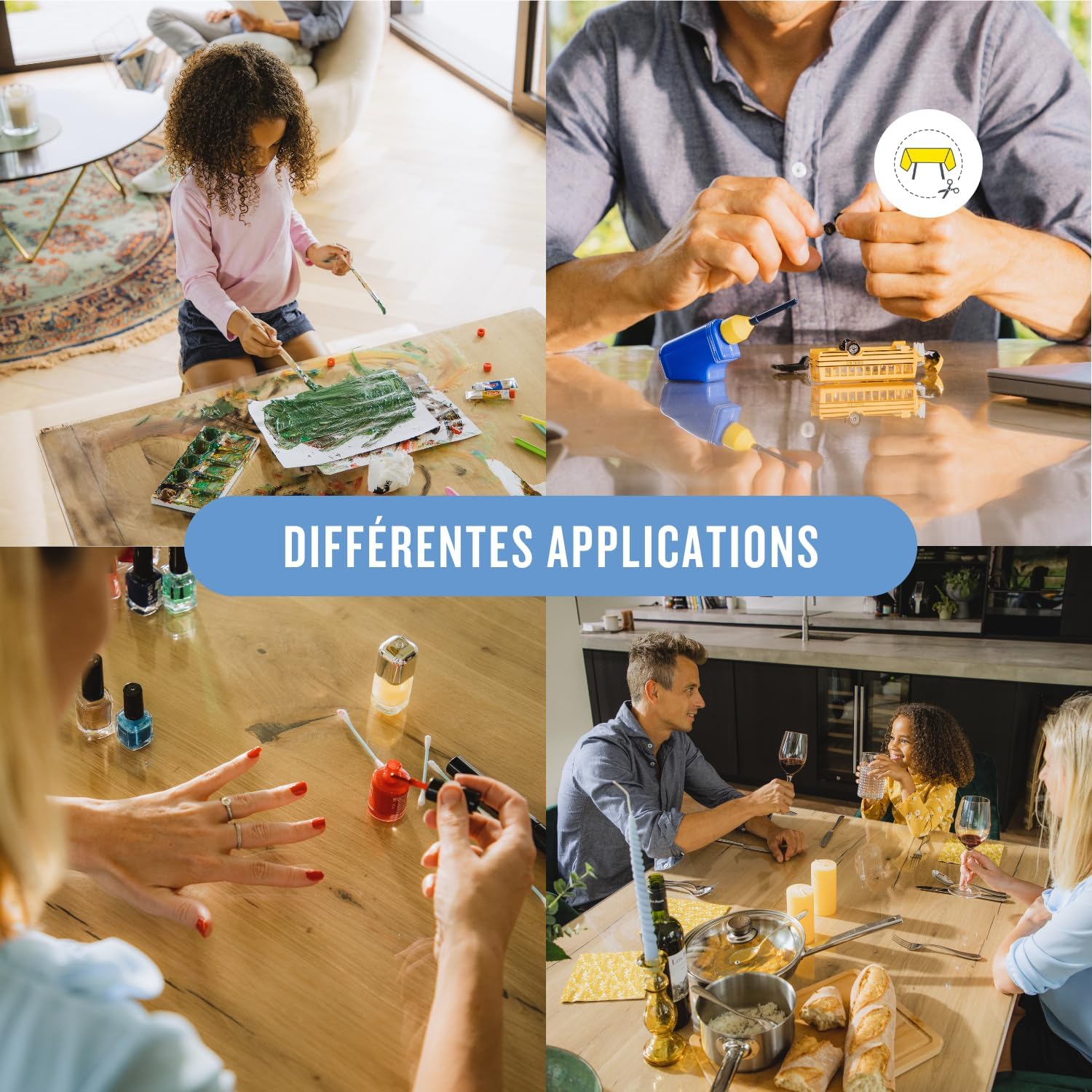 Nappe transparente ronde 115 cm, 3mm, anti-tache, lavable