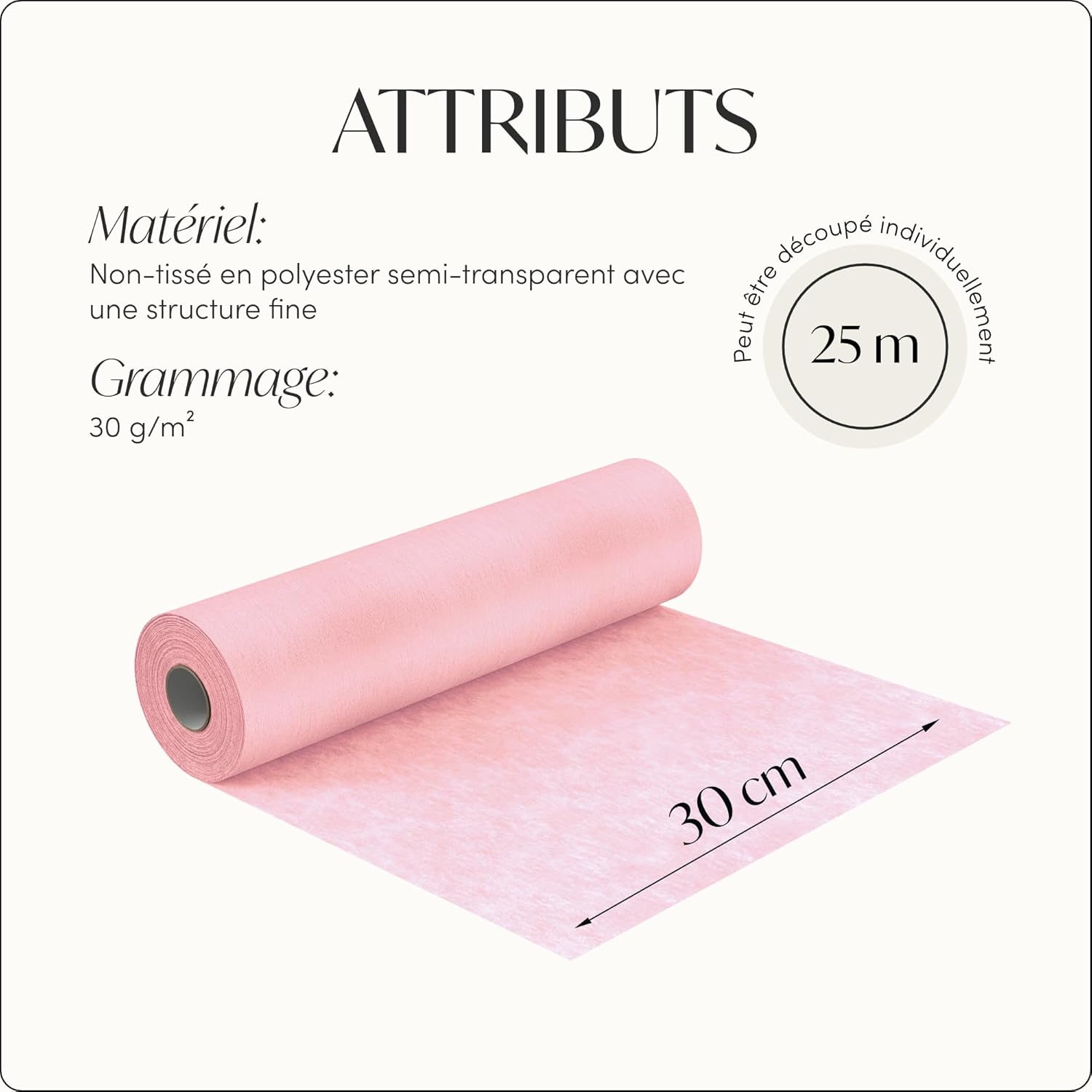 100%Mosel - Chemin de table non-tissé - 30x250cm - décorations événements