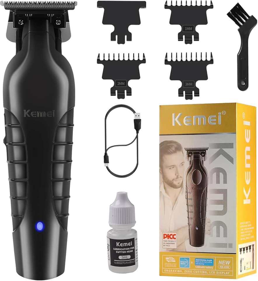 Kemei - Tondeuse professionnelle série 2299 - Sans fil, lame en T, rechargeable - 2299