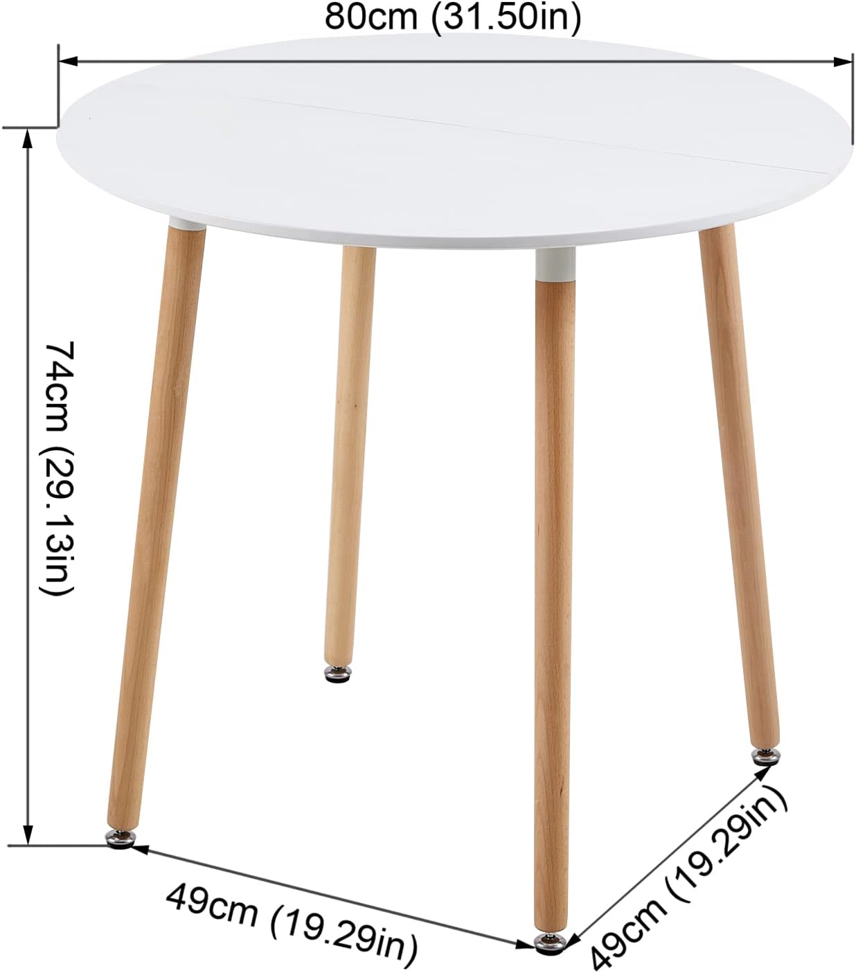 H.J WeDoo - table ronde scandinave - 80cm - bois blanc, style moderne