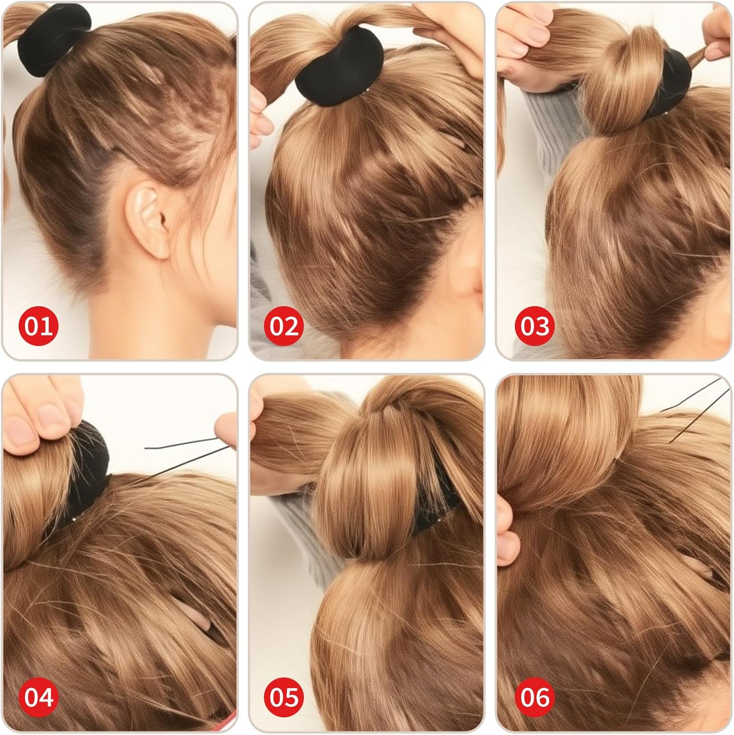 Accessoire cheveux - donut chignon marron - lot de 4 - coussin élastique