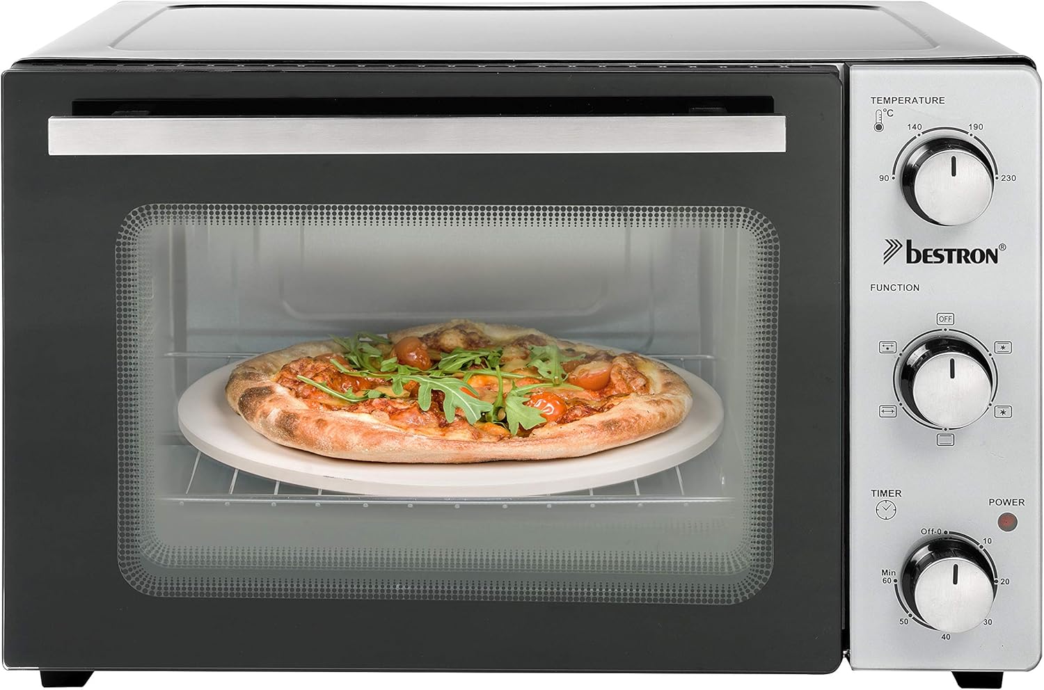 Bestron - four compact, 31L, broche rotative, pierre à pizza, 1500W
