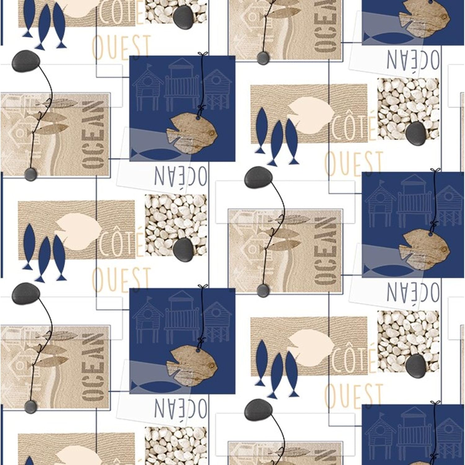 Nappe en toile cirée - rectangulaire 200x140cm - anti-taches, imperméable, entretien facile, Ocean Bleu