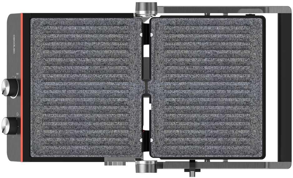 Cecotec - Rock'nGrill Blaze Neon - 29x23 cm - 2200W, plaques amovibles, ouverture 180°