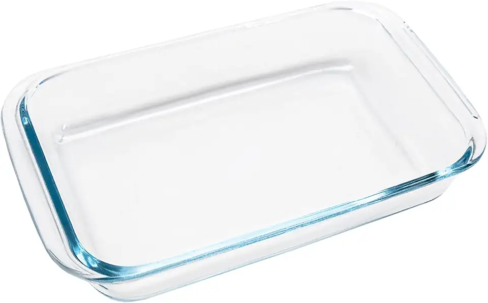 Plat à four en verre borosilicate, 1L, 26x15x4.5cm, poignées larges, micro-ondes