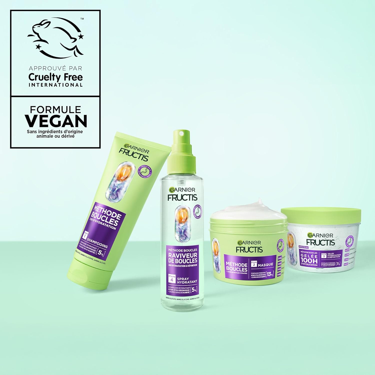 Garnier - Fructis Méthode Boucles - 3 produits - acide hyaluronique, karité, soin boucles