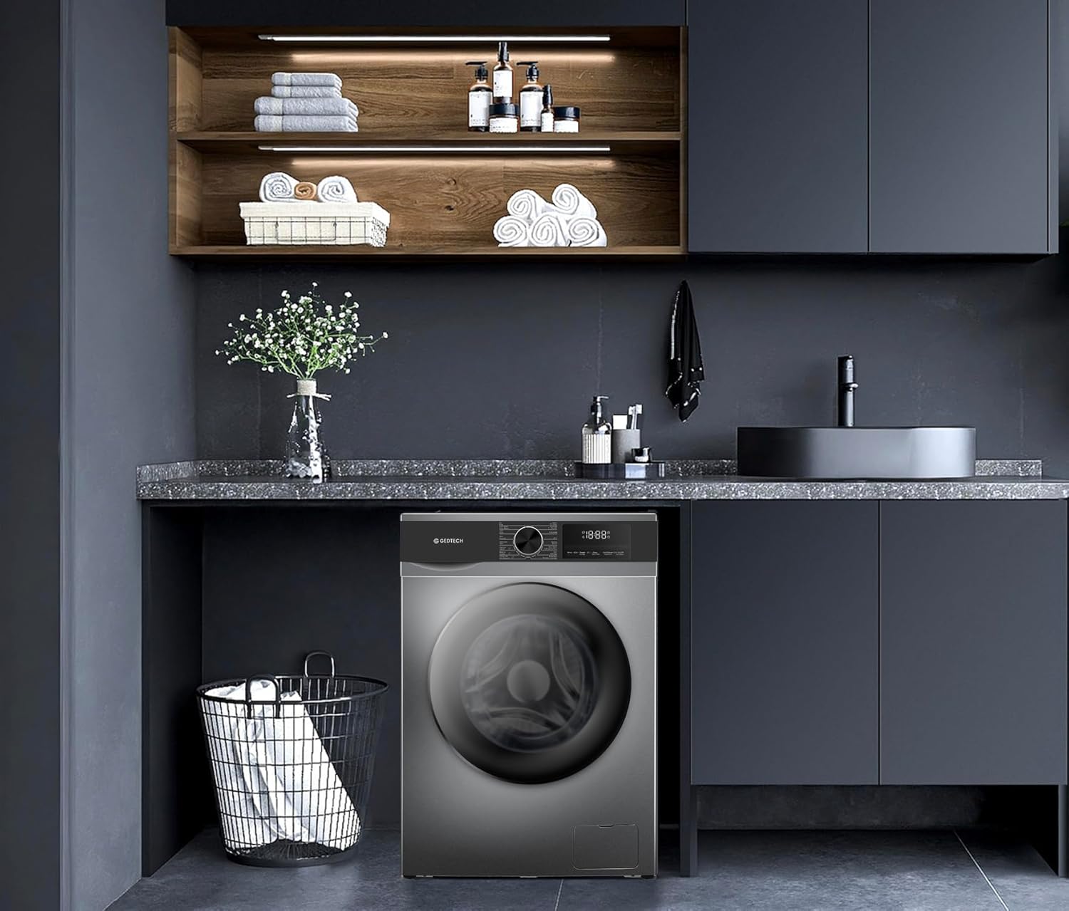 GEDTECH - Lave-linge frontal classe A, 12kg, 1400tr/min, 16 programmes, GLL121400DG