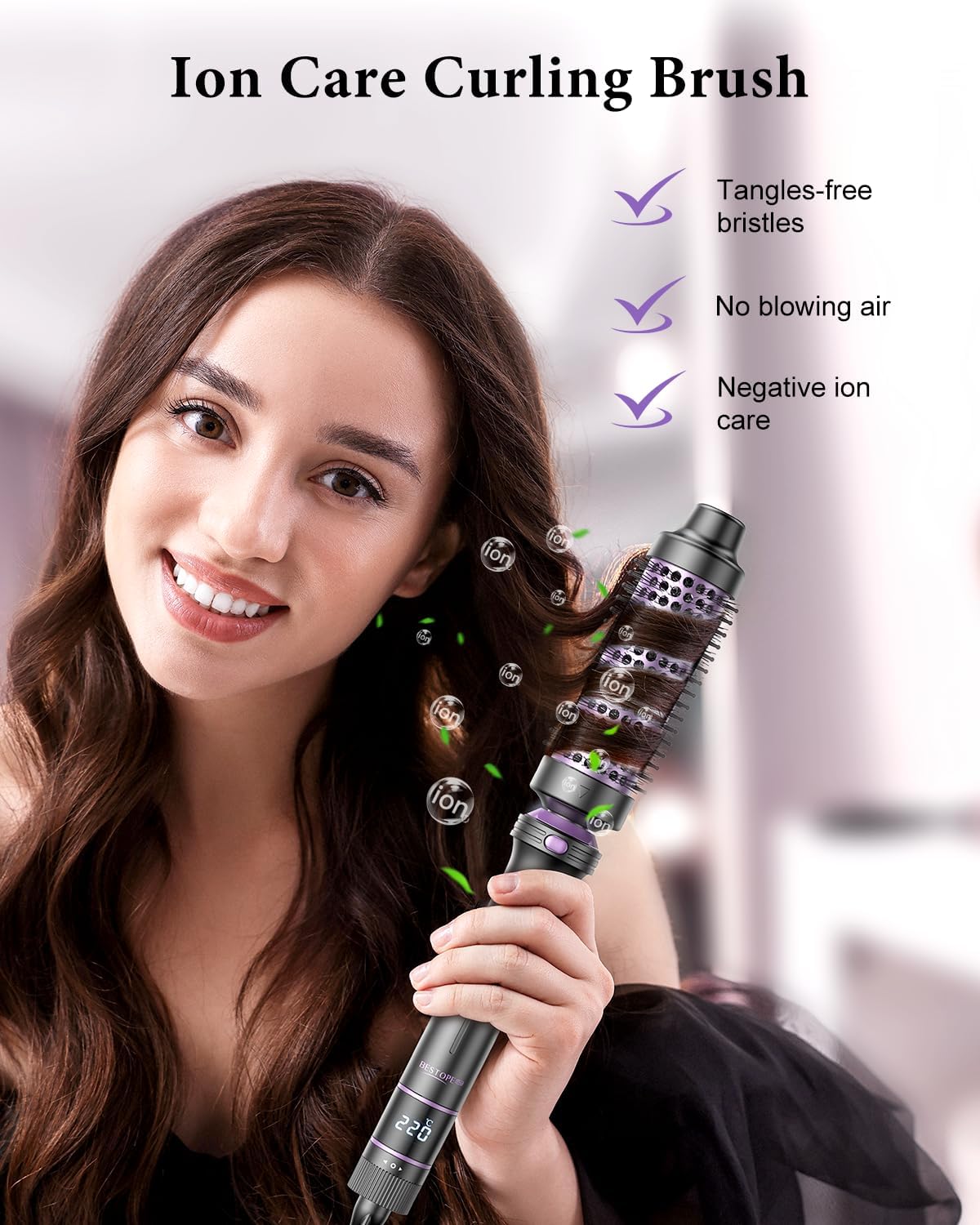 BESTOPE - PRO 5 en 1 - 9 à 25 mm - fer à boucler lisseur brosse, température réglable