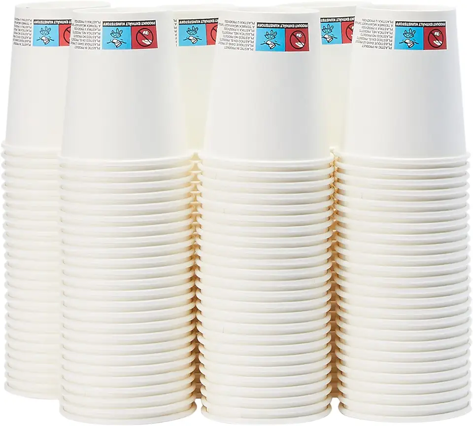 Amazon Basics - Gobelets carton 207ml - 150 unités, blanc, usage boissons chaudes