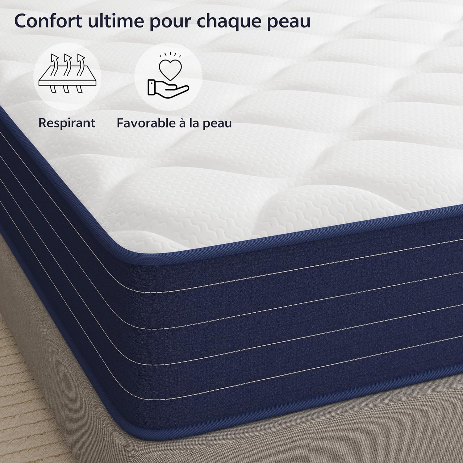 PurrJoys - matelas hybride orthopédique 90x190cm, mémoire de forme, fermeté moyenne