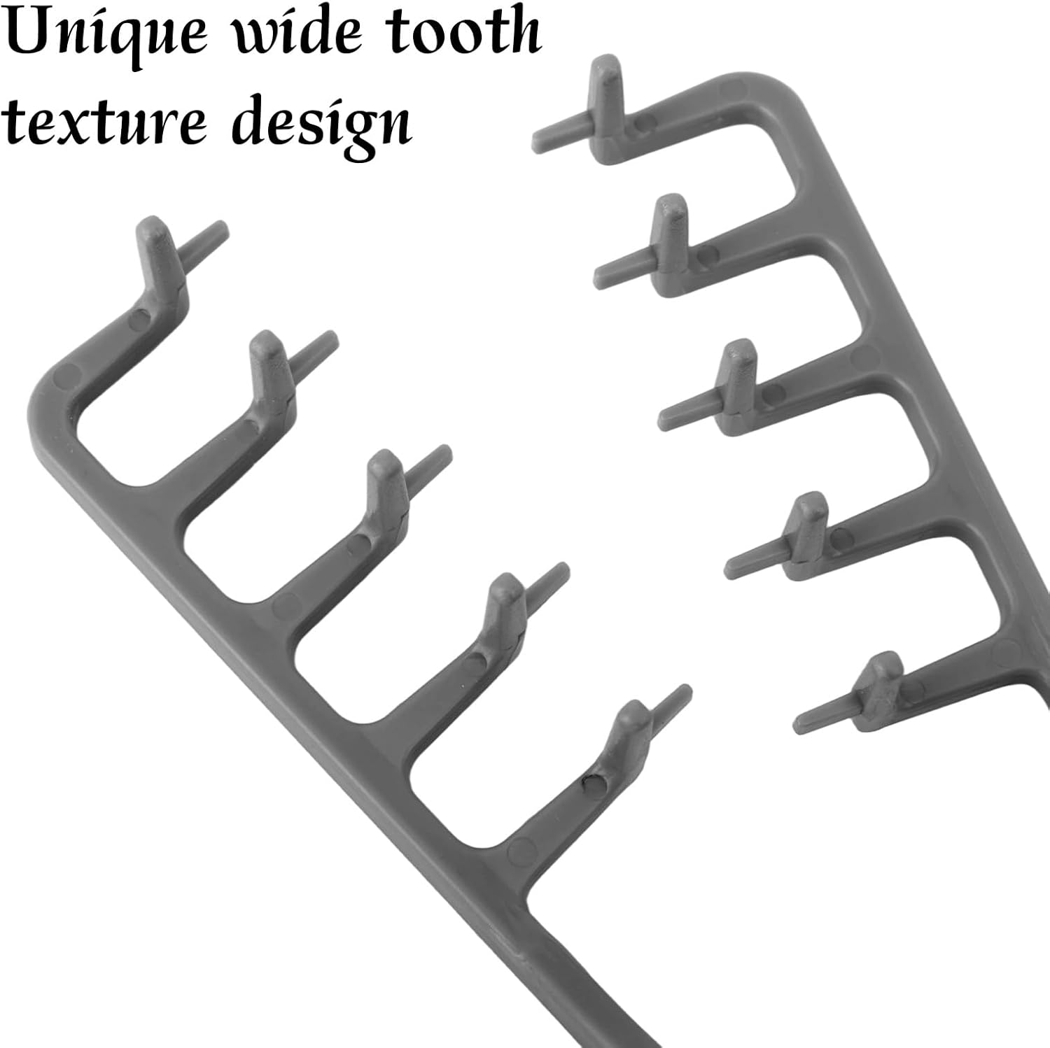 Peigne - dents larges 18x10cm - poignée texturée, ABS, gris