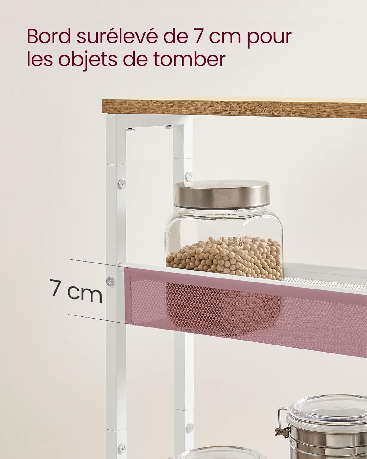 VASAGLE - desserte cuisine 4 niveaux, acier roulettes, 13x45,4x77cm, LRC032W09
