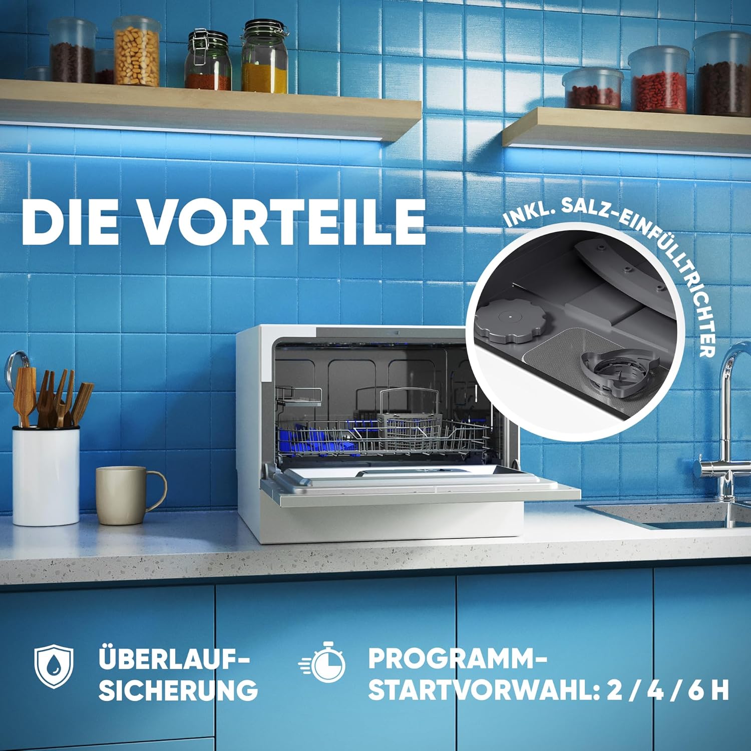 Bomann - lave-vaisselle compact - 43,8x55x50cm - 6 réglages, ouverture auto, TSG7405