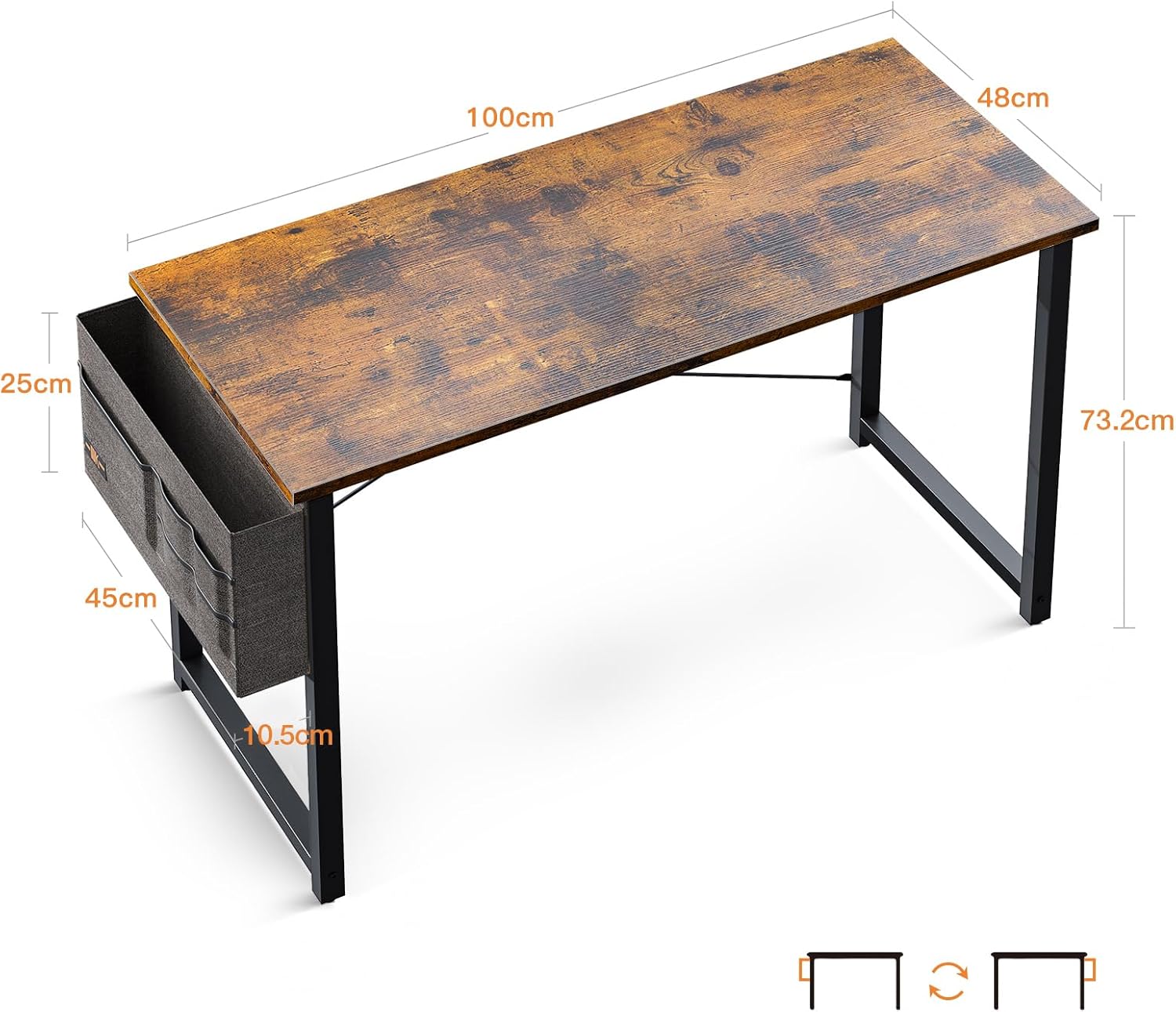 ODK - Bureau d’ordinateur série étude - 100x48cm - compact et marron