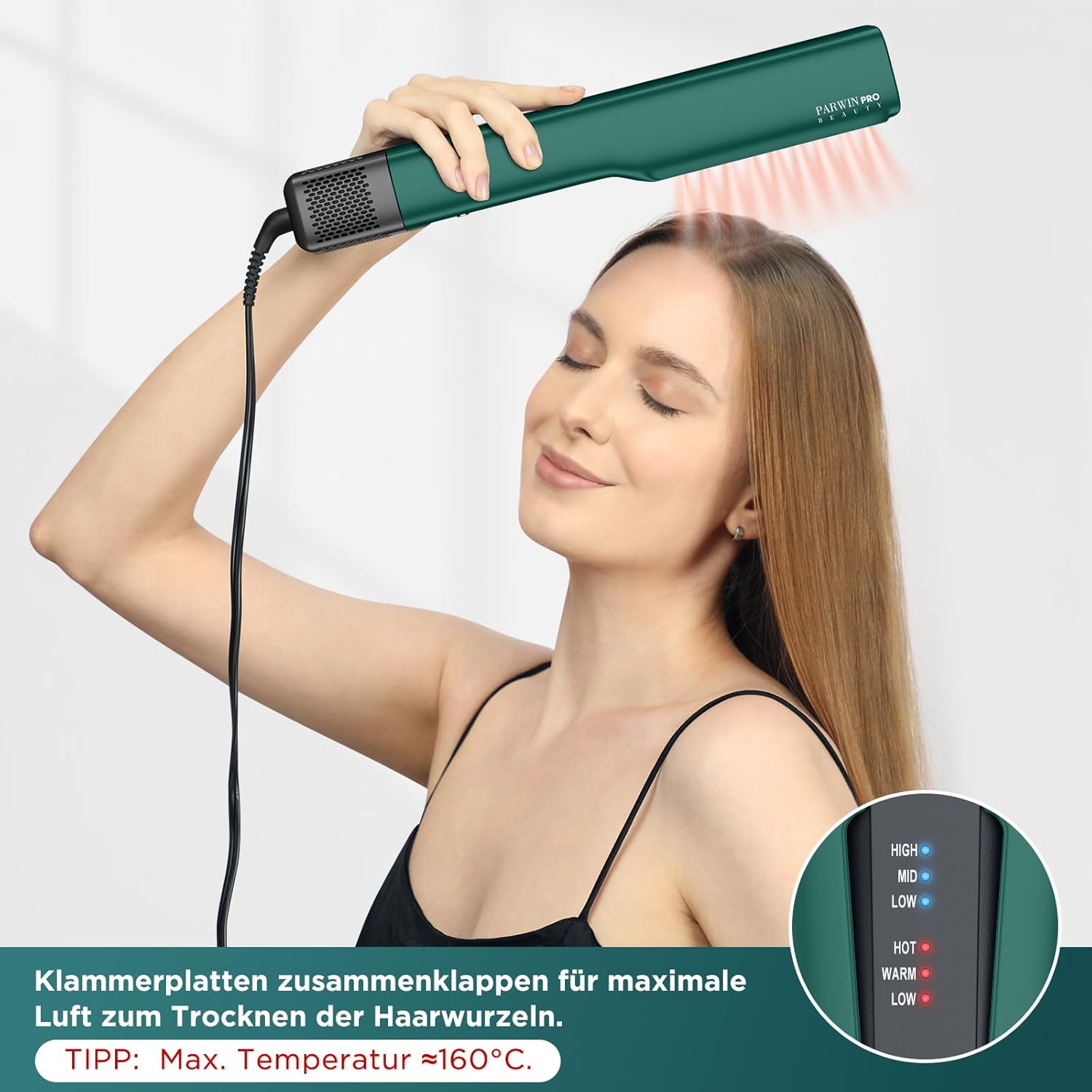 PARWIN PRO BEAUTY - lisseur à air ionique - 35-75cm - lissage humide/sec, sans plaques chauffantes, sans dommages thermi