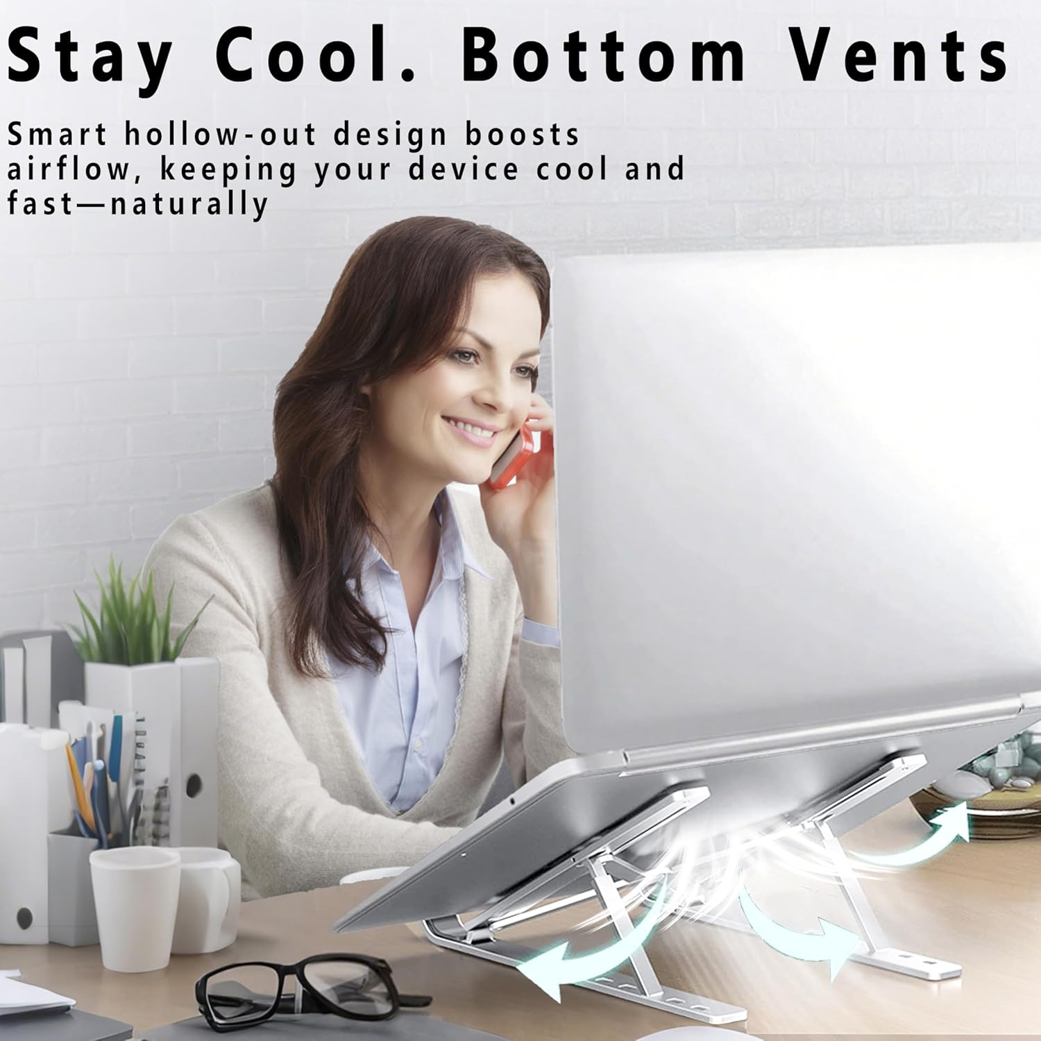 AiTodos - Support pliable aluminium - compact, ventilé, 6 positions