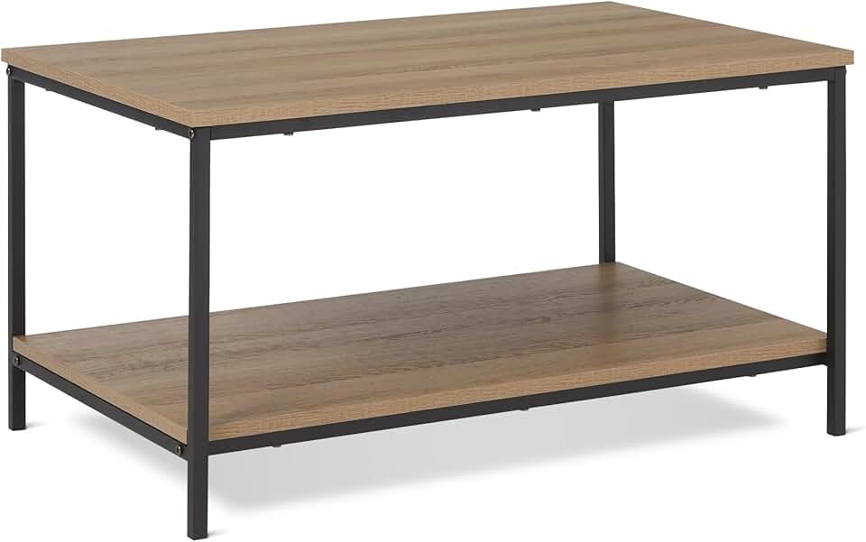 maxi-dealzz Basics - table basse moderne avec étagère, 50,5x80x42cm, chêne