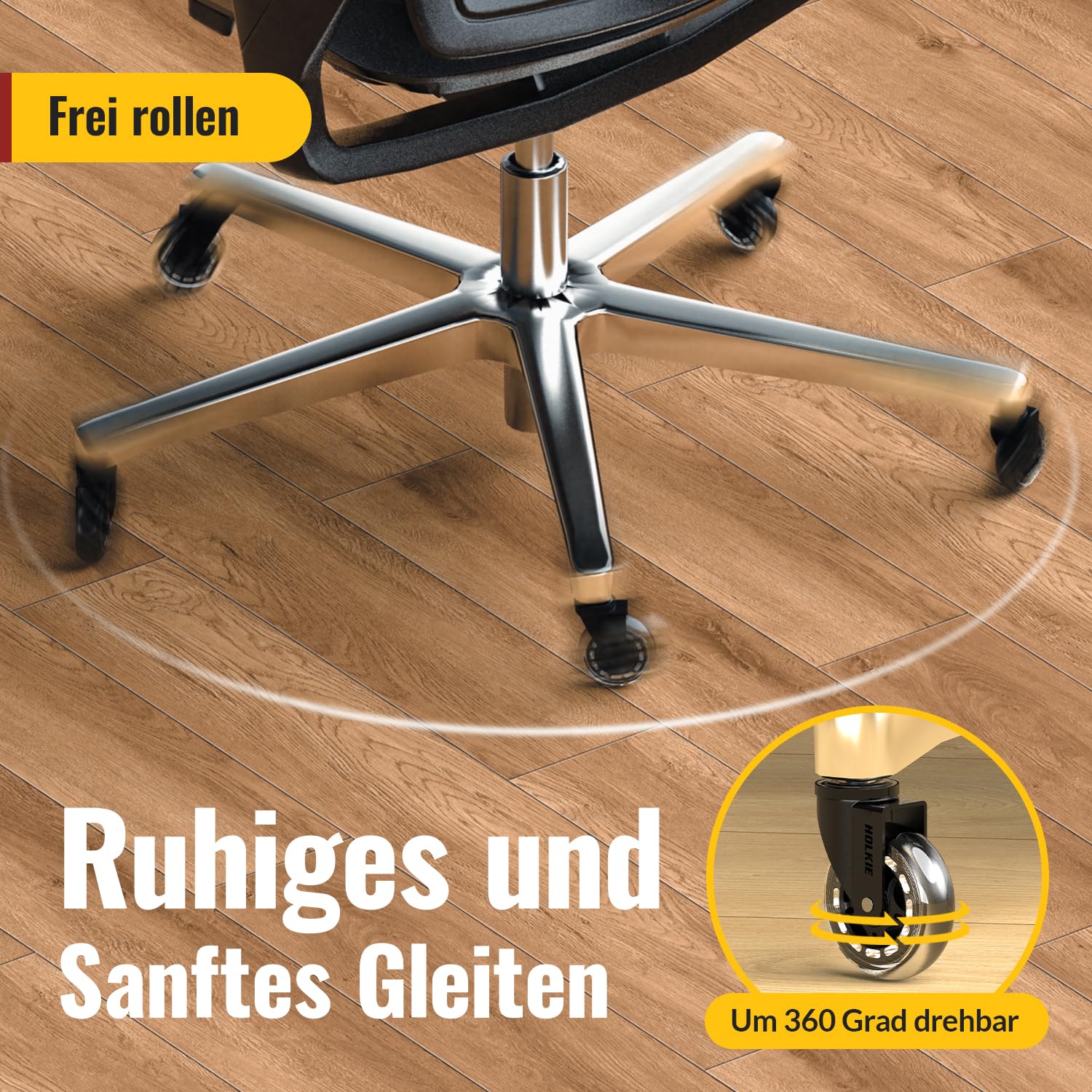 HOLKIE - roulettes chaise bureau - 11x22mm - caoutchouc, lot de 5