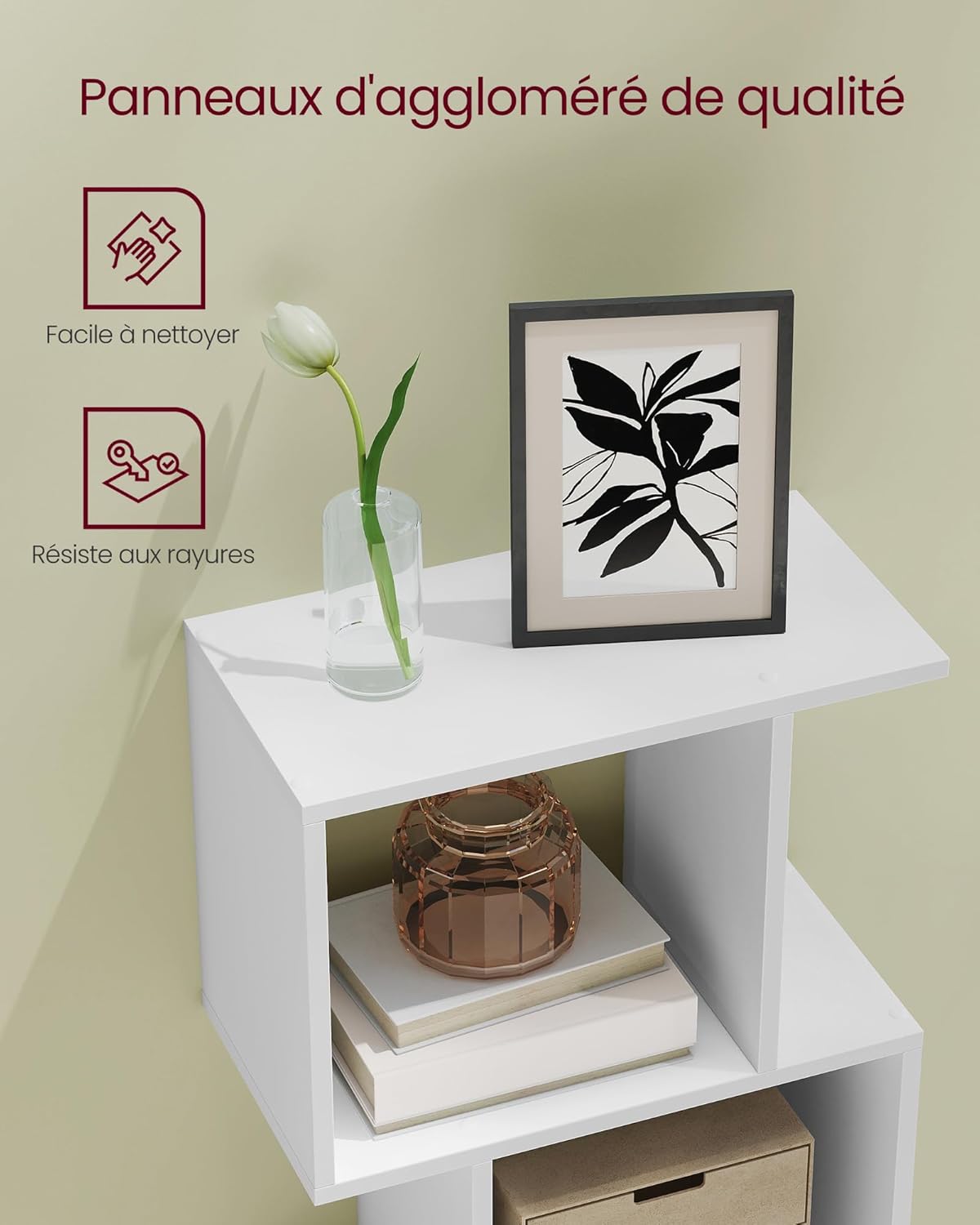 VASAGLE - bibliothèque 6 niveaux - 24x40x191 cm - rangement, blanc, LBC461W01