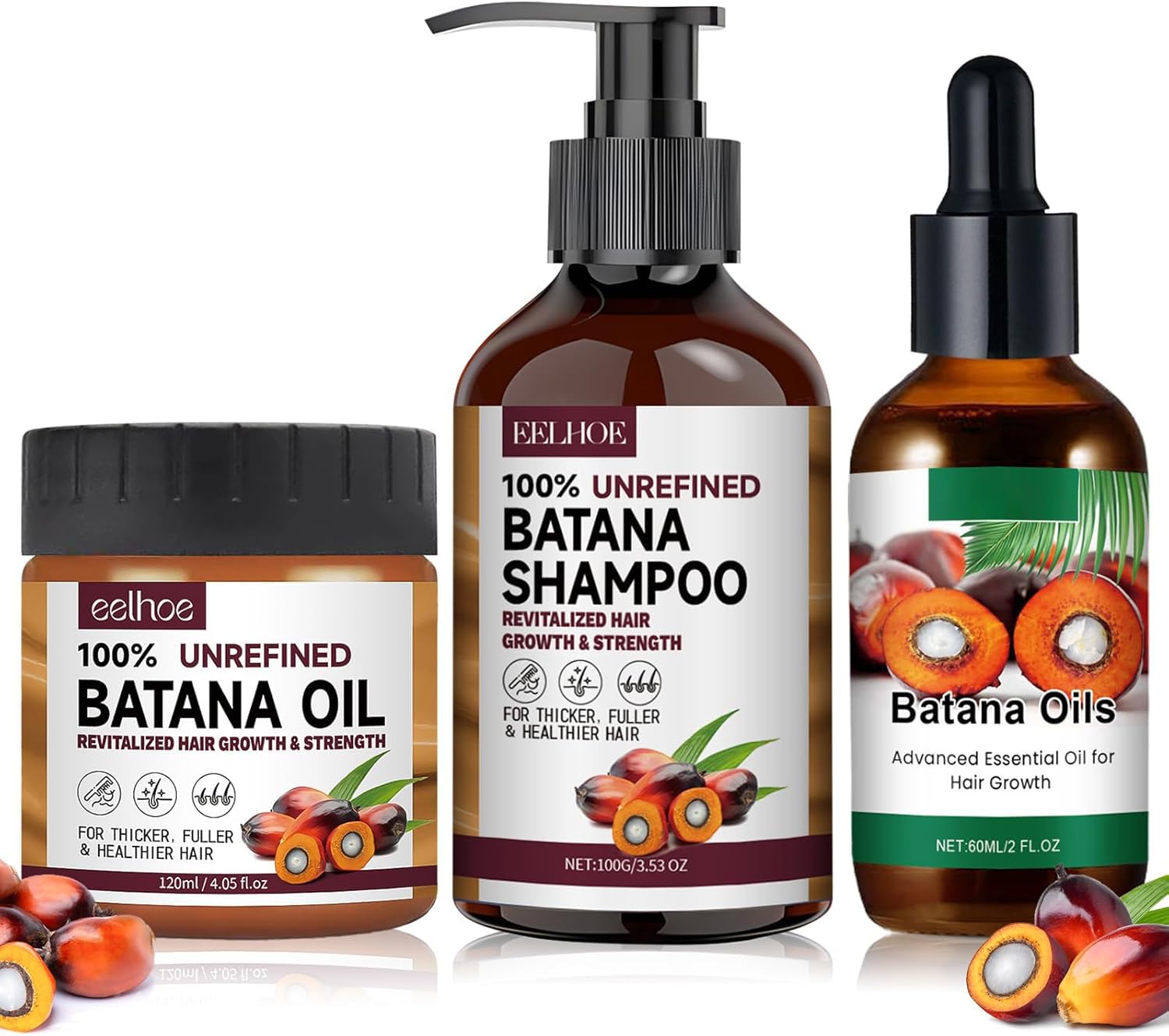 soin cheveux - kit traitement huile 3 pièces - croissance intense