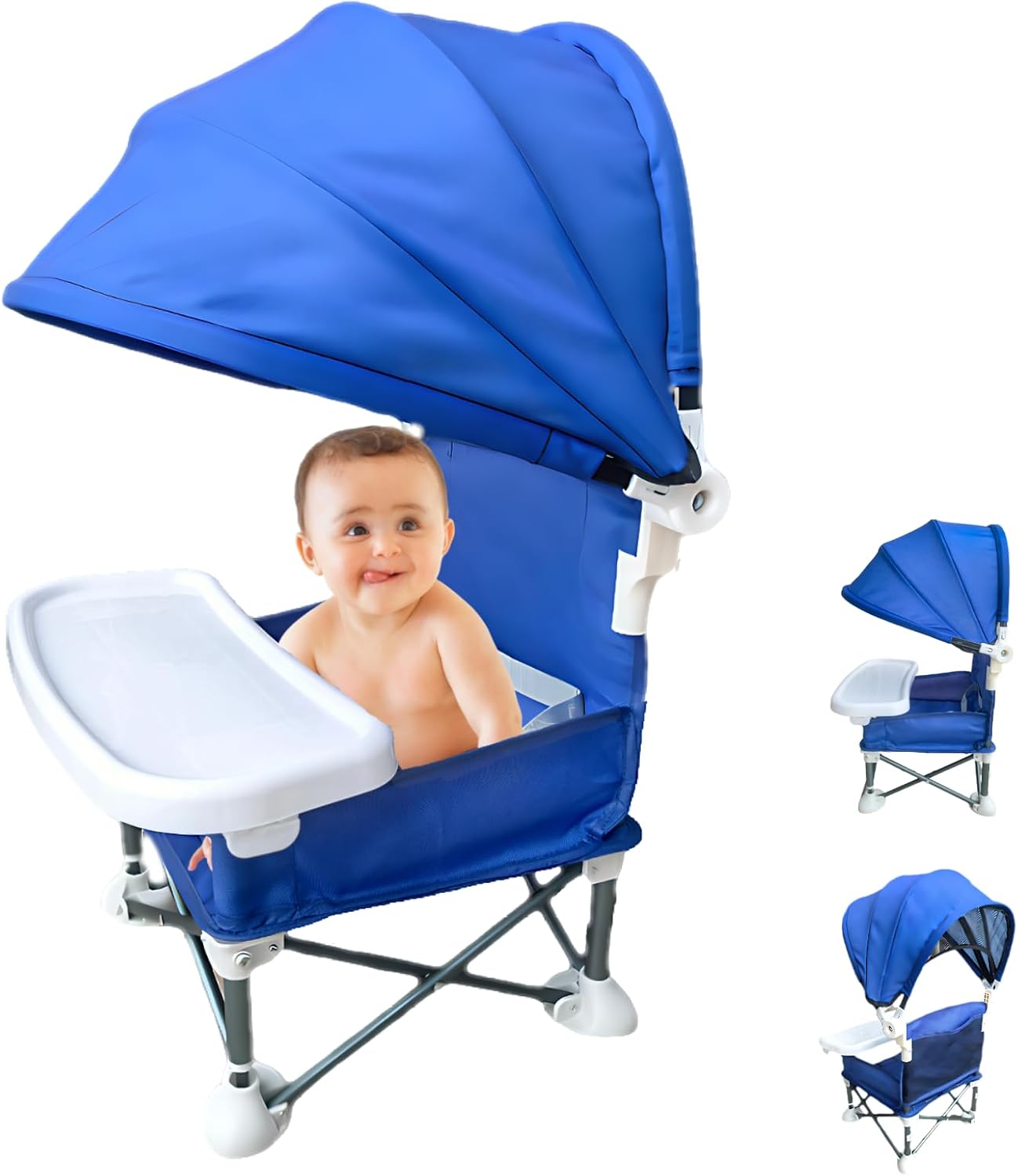 Little Bean - rehausseur pliable, plateau amovible, portable, bleu